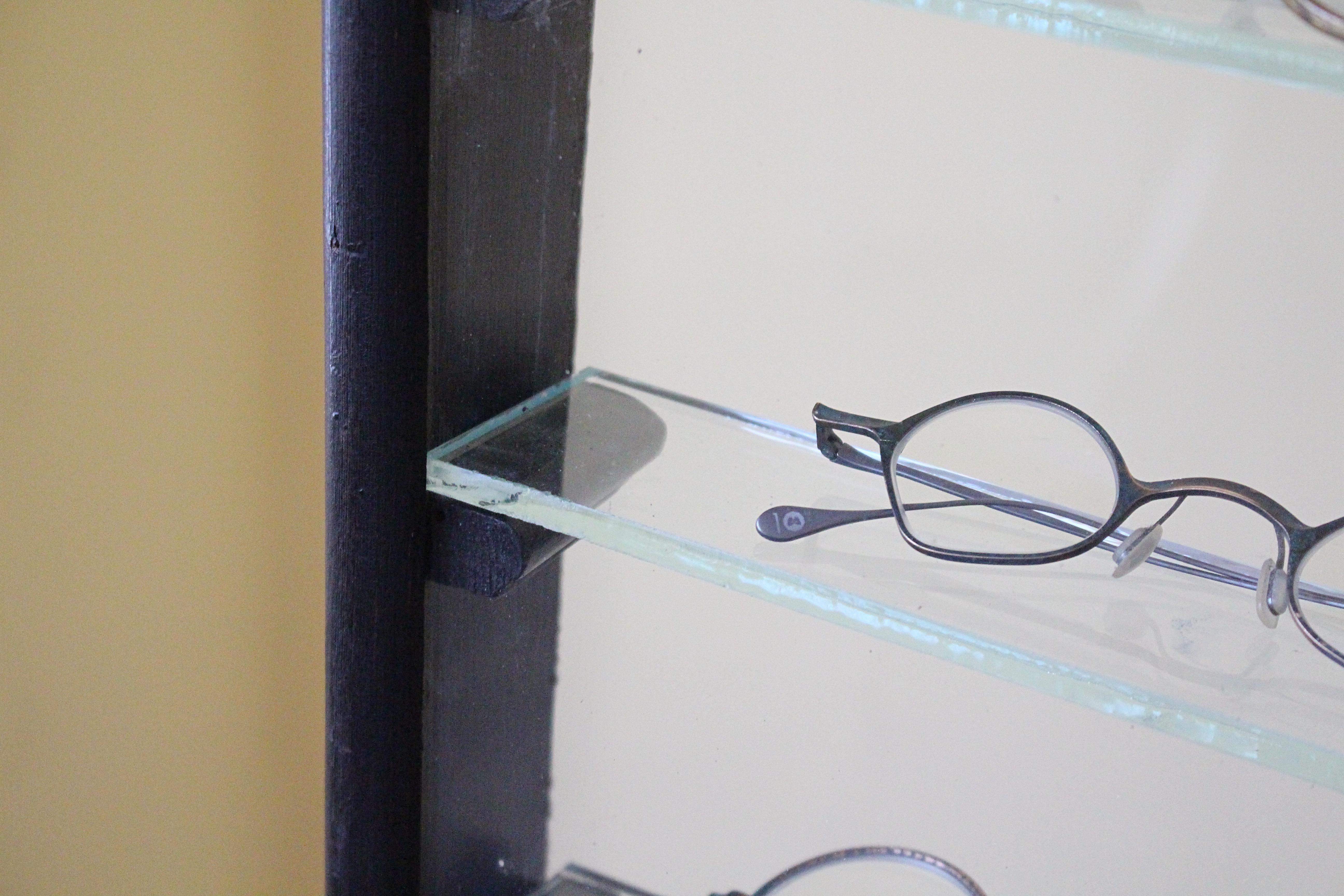 English Early 20th C Opticians Spectacles Display Shop Cabinet Ebonised Gilt Vitrine