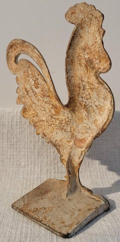 Early 20th C Original Painted Rooster Door Stop