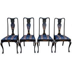 Inizio del XX secolo. Sedie da pranzo dipinte in stile Queen Anne - Set 4