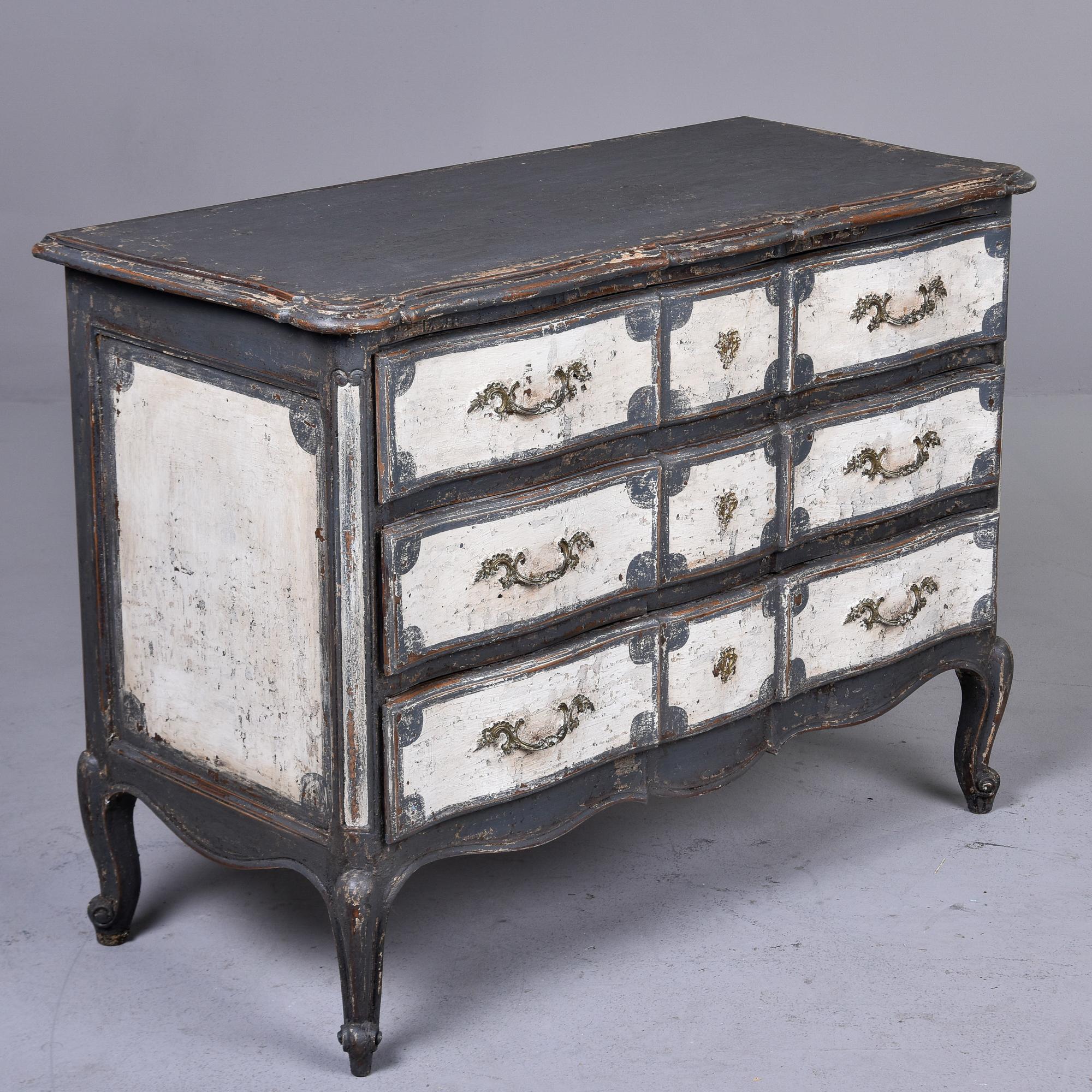 Hand-Painted Early 20th C Painted French Three Drawer Chest For Sale