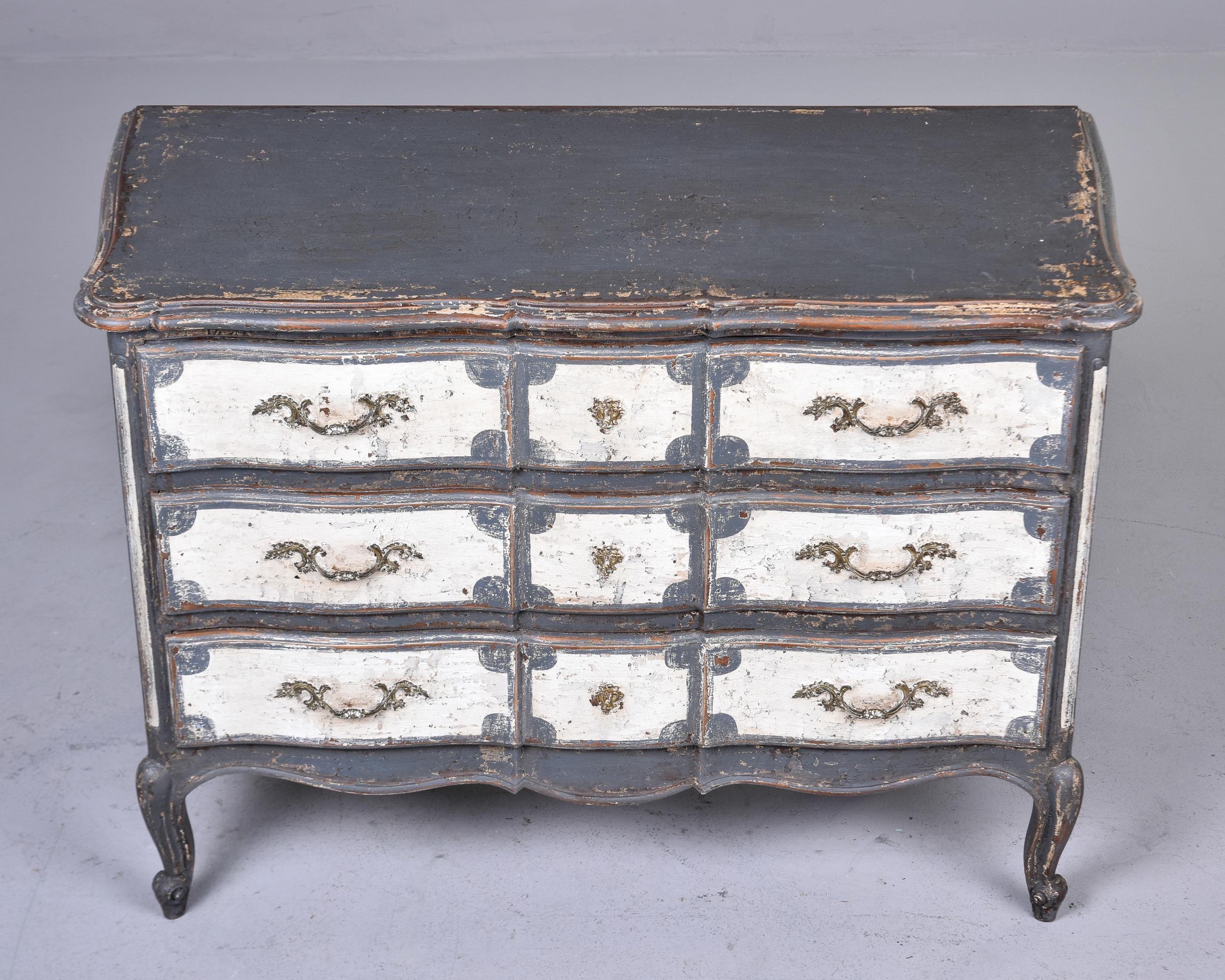 Early 20th C Painted French Three Drawer Chest For Sale 2