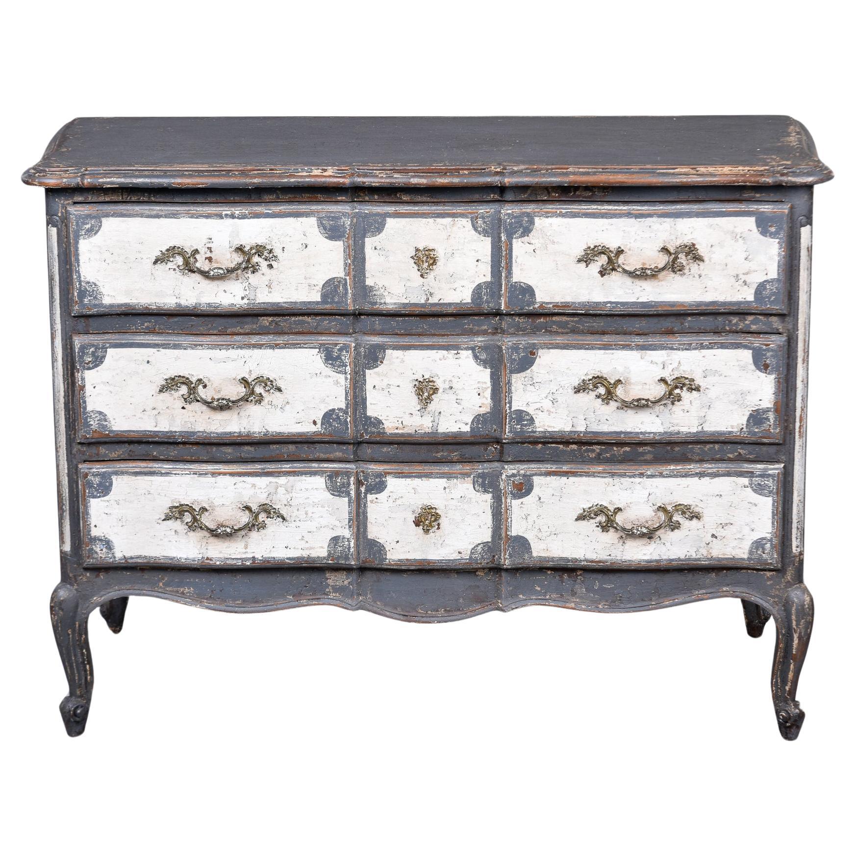 Early 20th C Painted French Three Drawer Chest