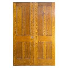 Early 20th C Pair 4 Panel Chestnut Doors Original Finish