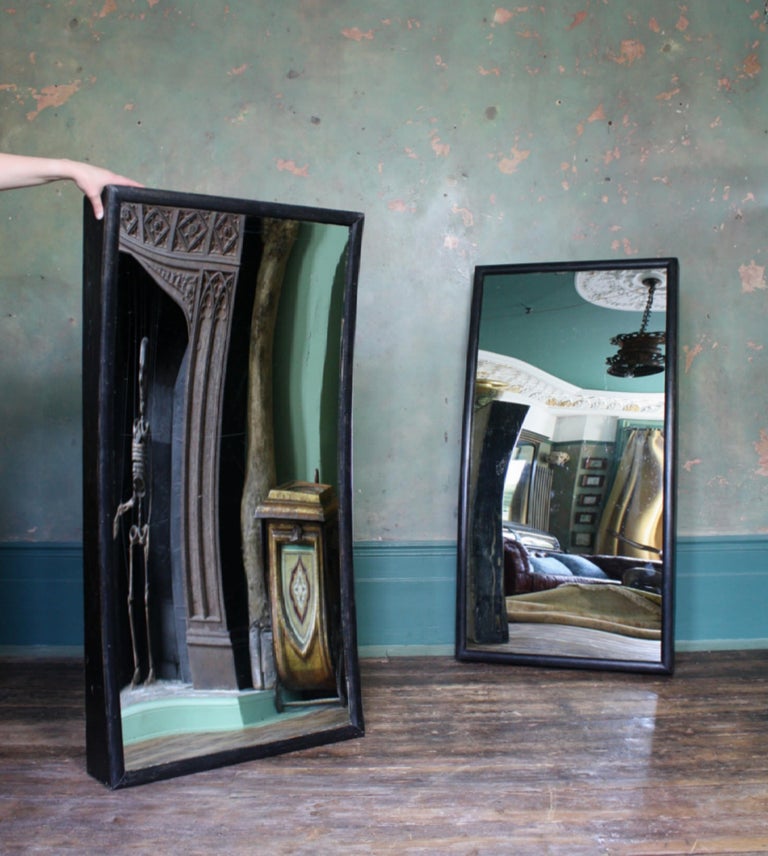 Pair of Glass Distortion Carnival Fairground Mirrors Concave and Convex