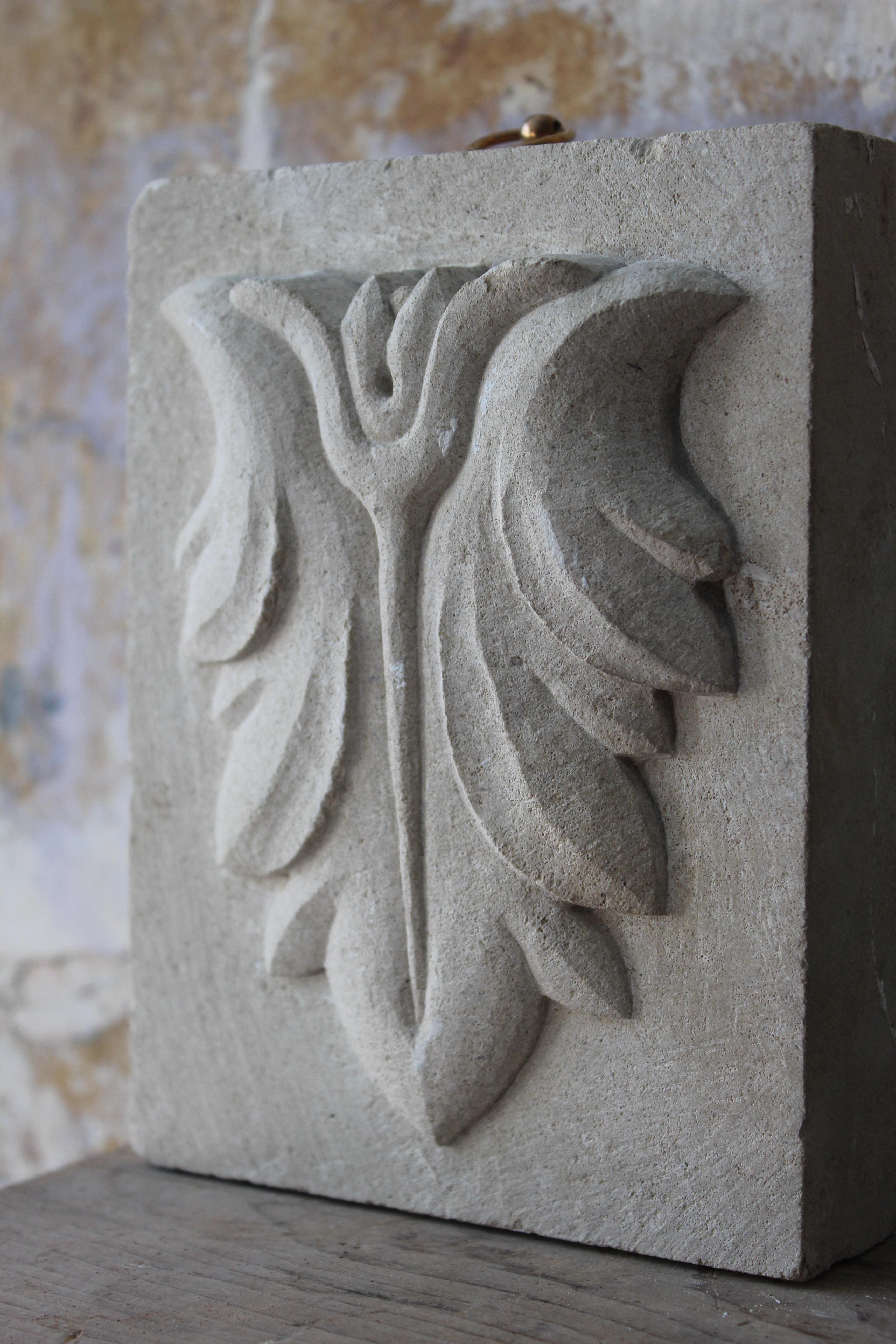 Hand-Carved Early 20th C Pair of Carved Sandstone Corbels Architectural Elements  For Sale