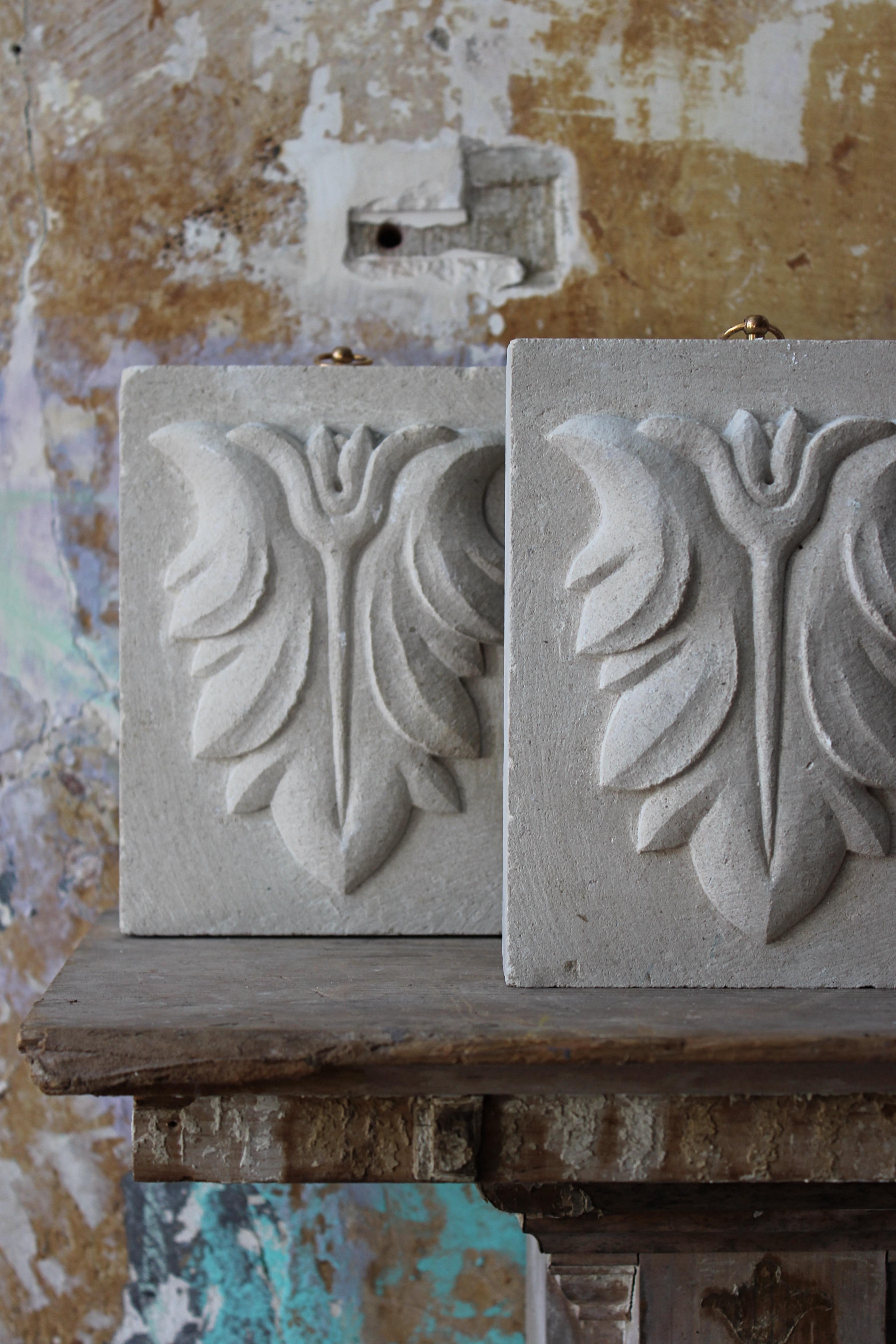 Early 20th C Pair of Carved Sandstone Corbels Architectural Elements  In Good Condition For Sale In Lowestoft, GB