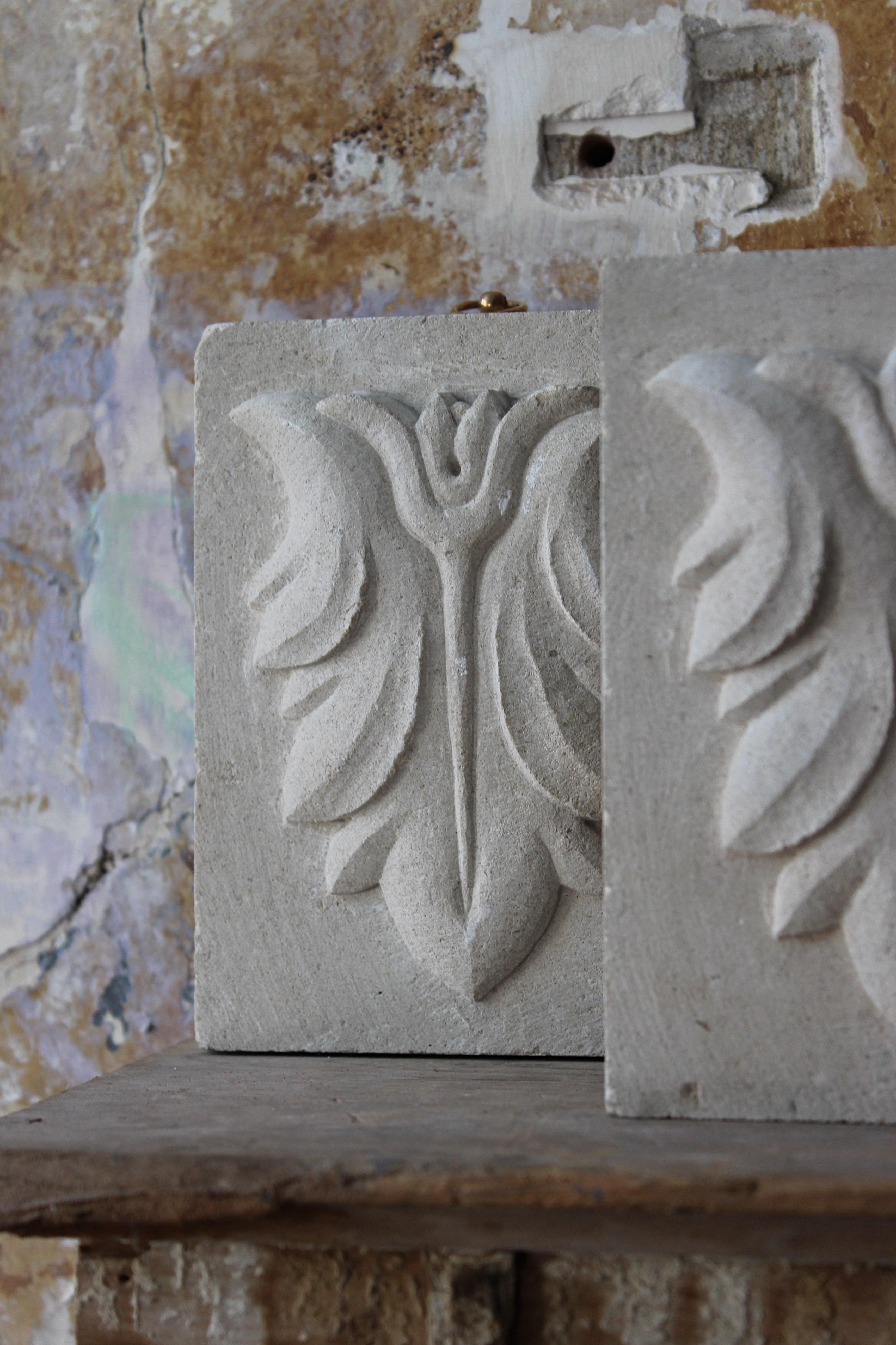 20th Century Early 20th C Pair of Carved Sandstone Corbels Architectural Elements  For Sale