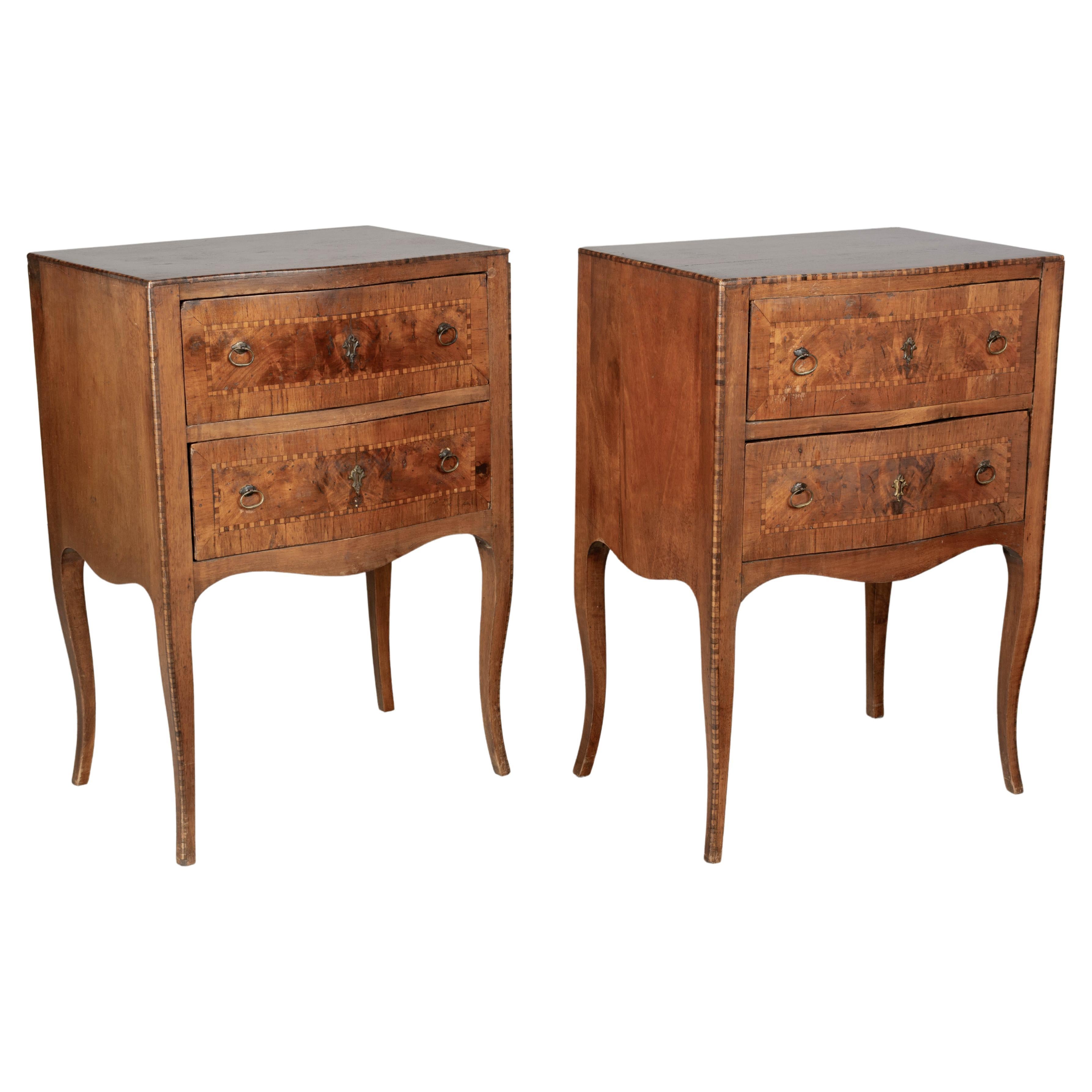 Early 20th Century of Italian Marquetry Commodes Pair