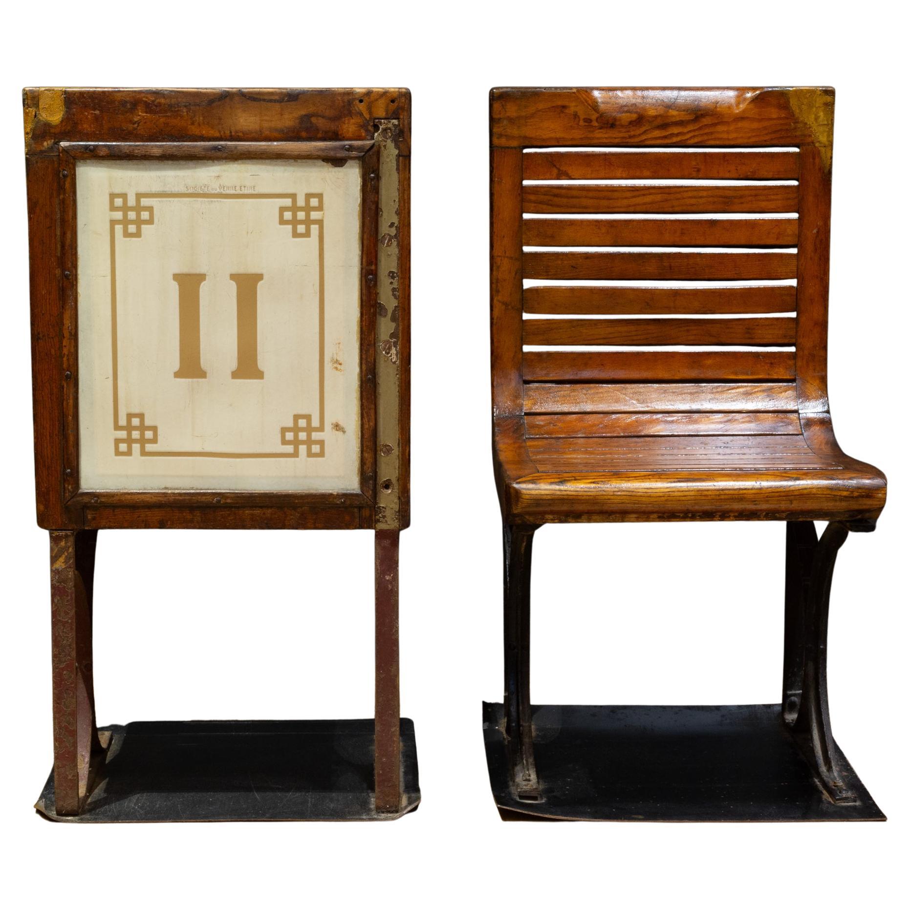 Early 20th c. Pair of Second Class Paris Metro Seats c.1908-1920