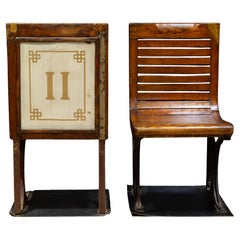 Early 20th c. Pair of Second Class Paris Metro Seats c.1908-1920
