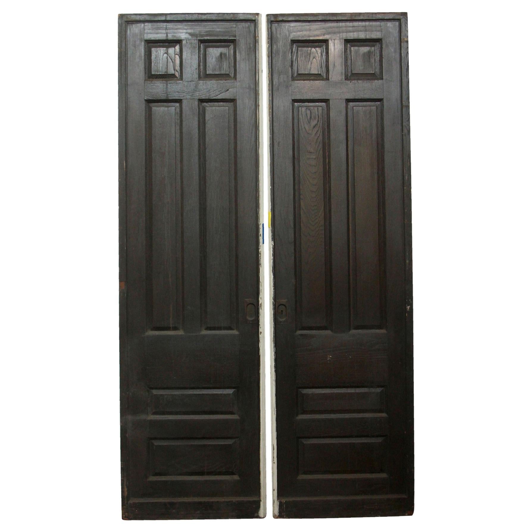 Pair of Antique Oak Six Panel Doors For Sale at 1stDibs