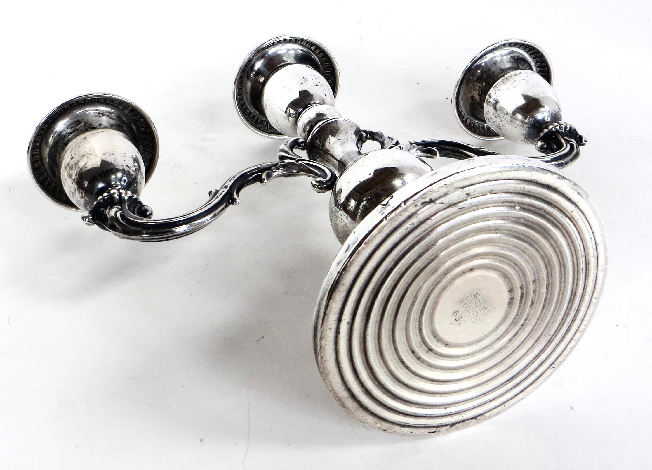 Early 20th C Pair Of Three Armed Sterling Silver Candlabras Circa 1910 For Sale 3