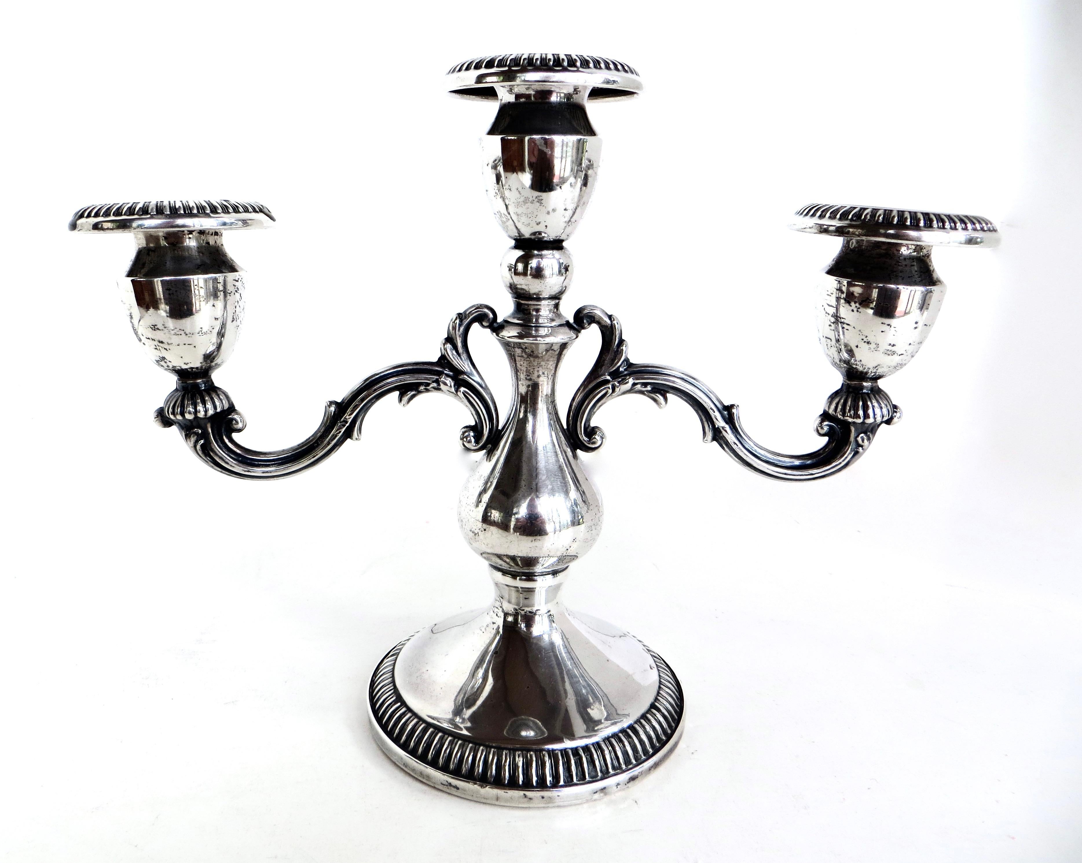 Early 20th Century Early 20th C Pair Of Three Armed Sterling Silver Candlabras Circa 1910 For Sale