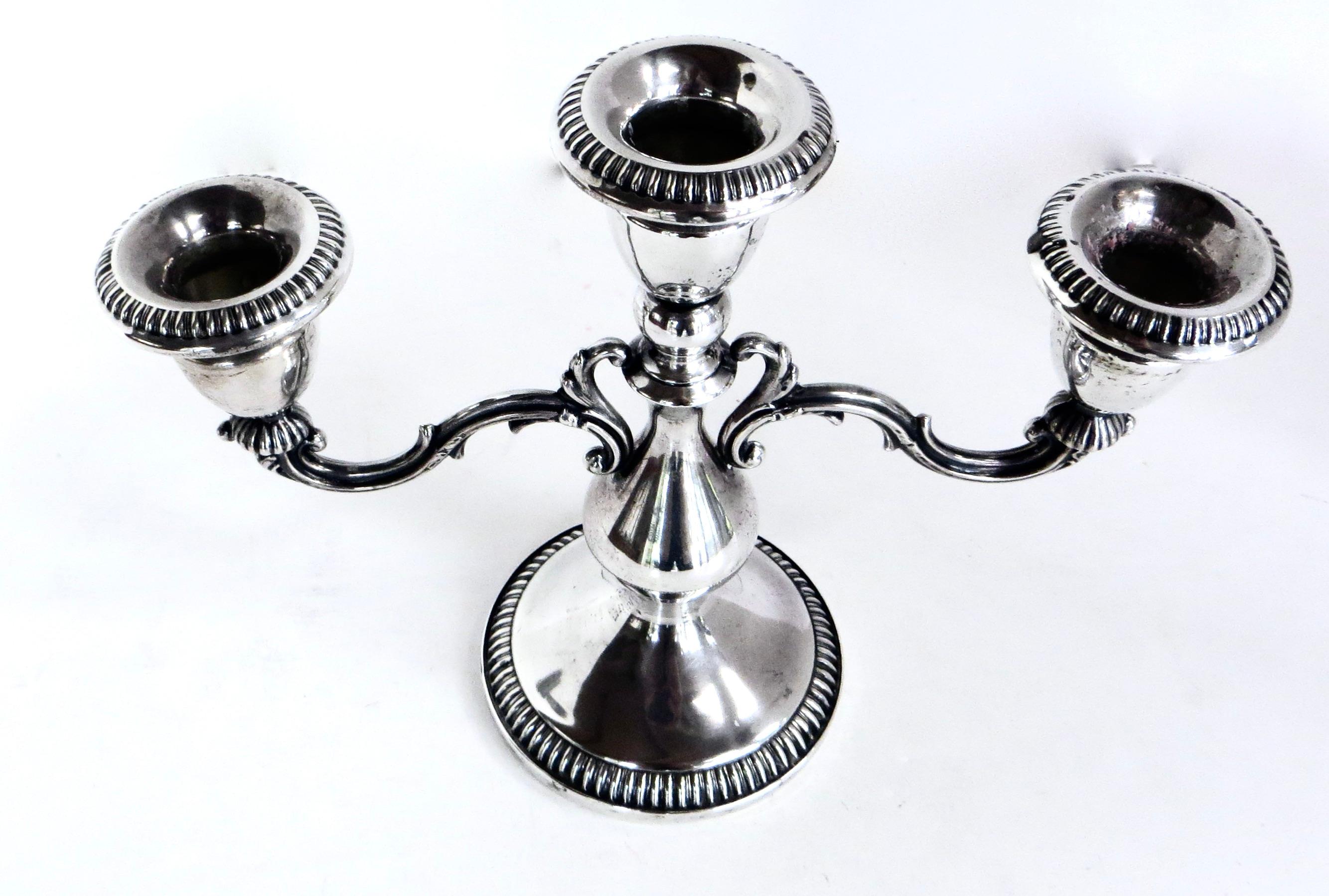 Early 20th C Pair Of Three Armed Sterling Silver Candlabras Circa 1910 For Sale 2