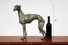 Early 20th c. Patinated Solid Bronze Sculpture of a Lean Italian Greyhound