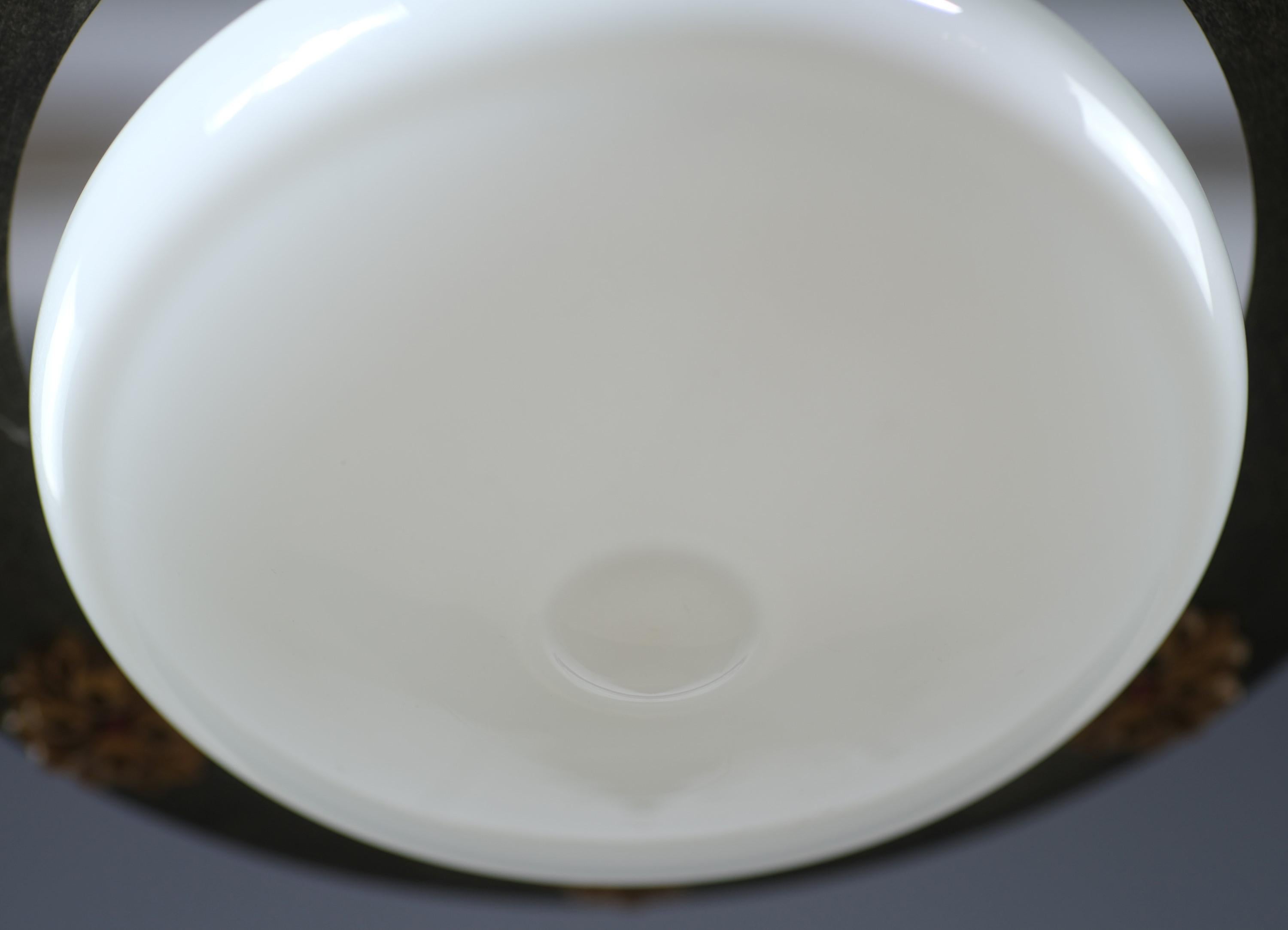 Metal Early 20th C Pendant Light w Milk Glass Shade Original Patina For Sale