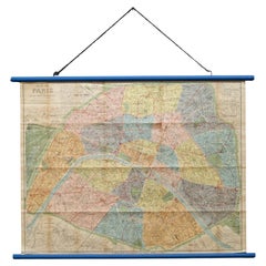 Early 20th c. Plan of Paris Map Hanging Scroll c.1920