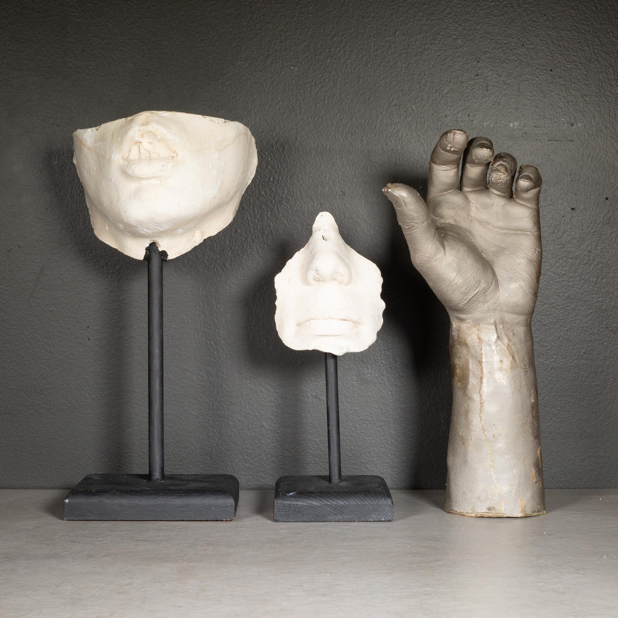 Early 20th c. Plaster Cast Nose and Mouth Sculpture c.1900-1930 For Sale 1