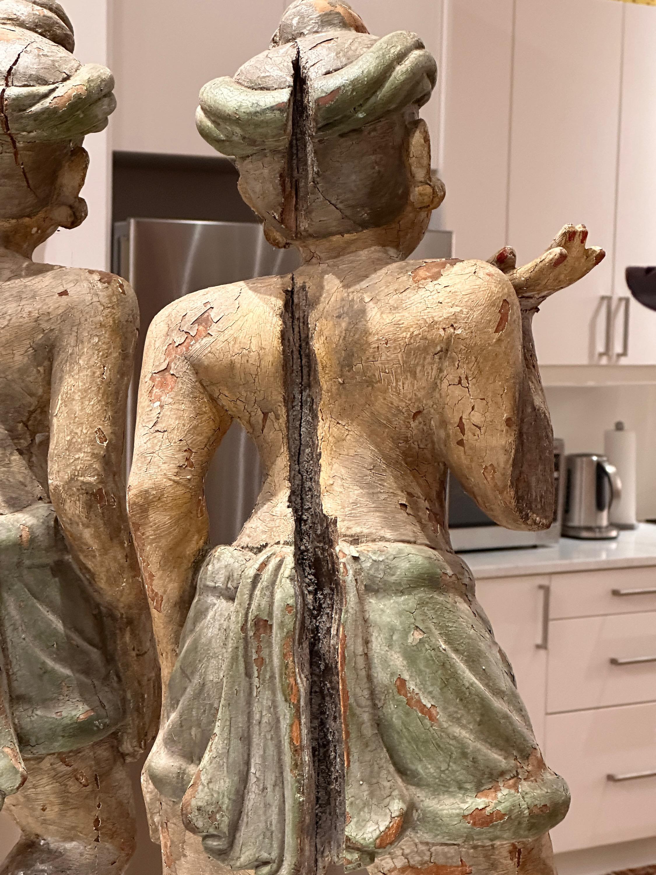 Early 20th C. Polychrome Decorated Indonesian Standing Figures 3