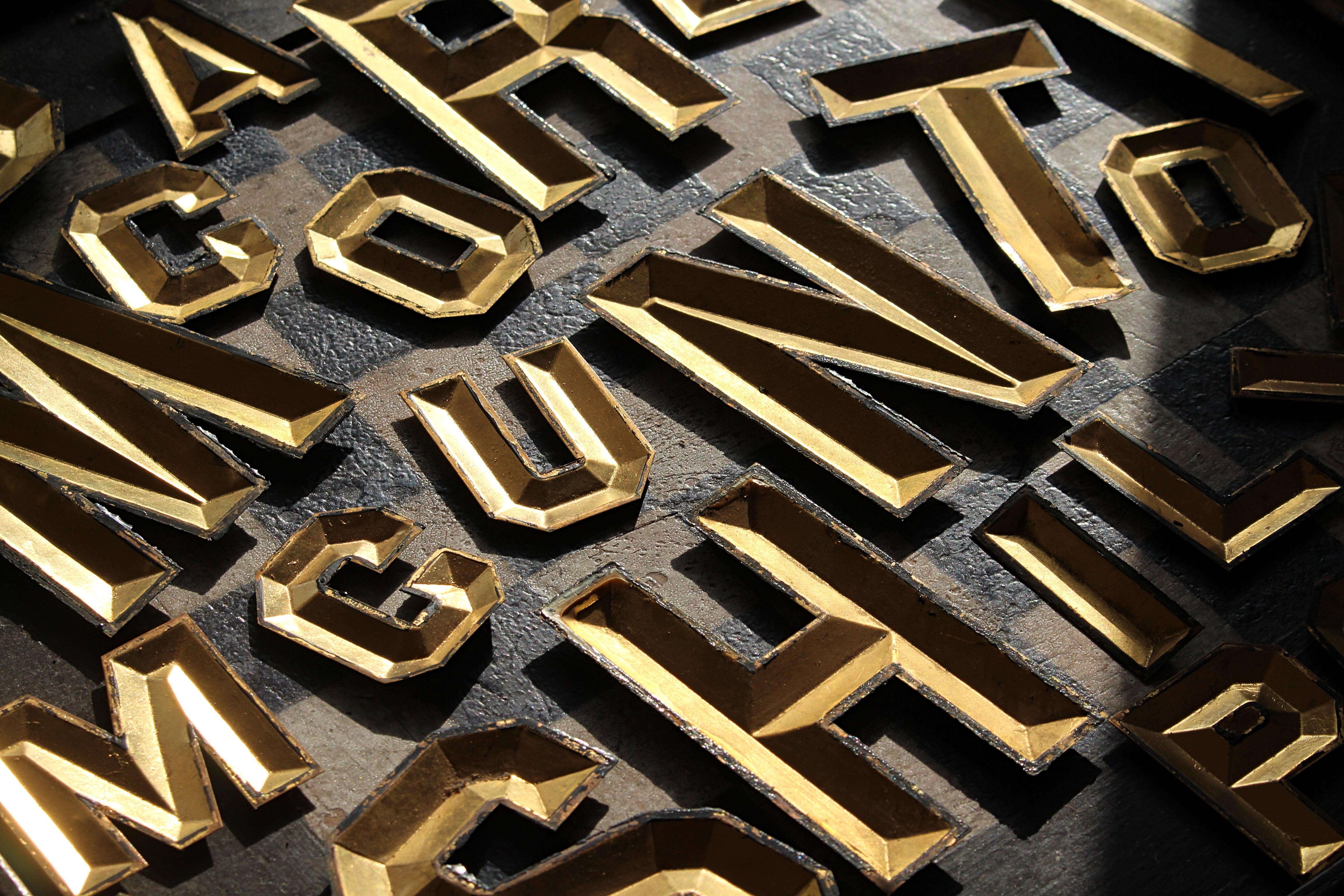 American Early 20th C Pressed Tin & Gilt Letters, The Radiant Company New York
