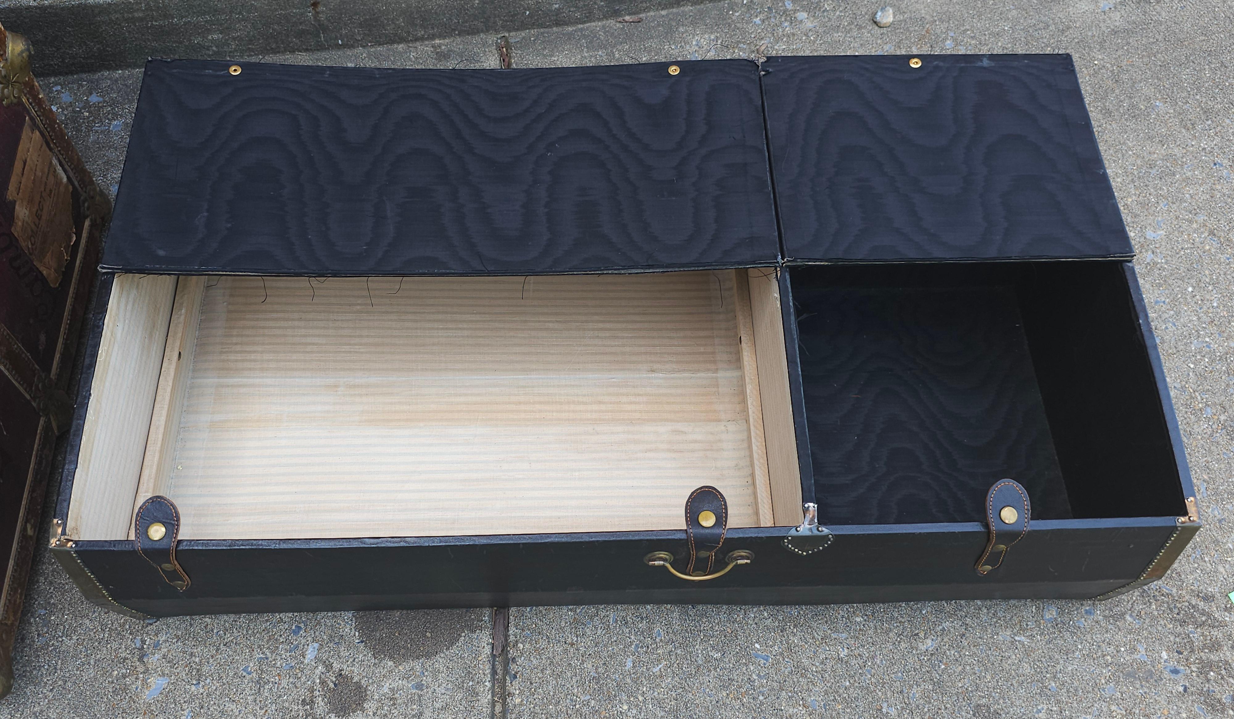 Early 20th C. Rawleys Brass and Leather Bound On Canvas Wardrobe Trunk For Sale 6