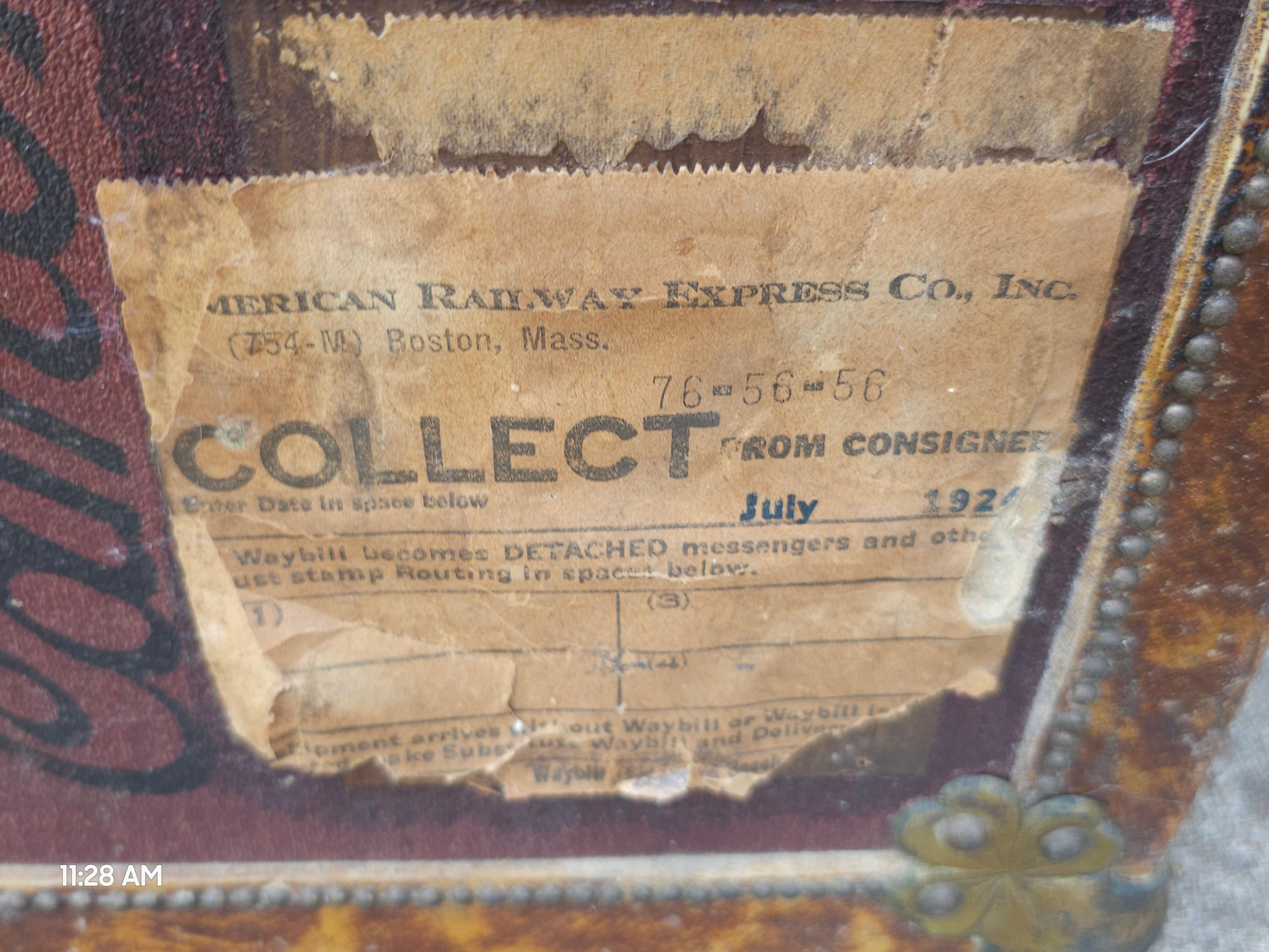 Early 20th C. Rawleys Brass and Leather Bound On Canvas Wardrobe Trunk For Sale 8