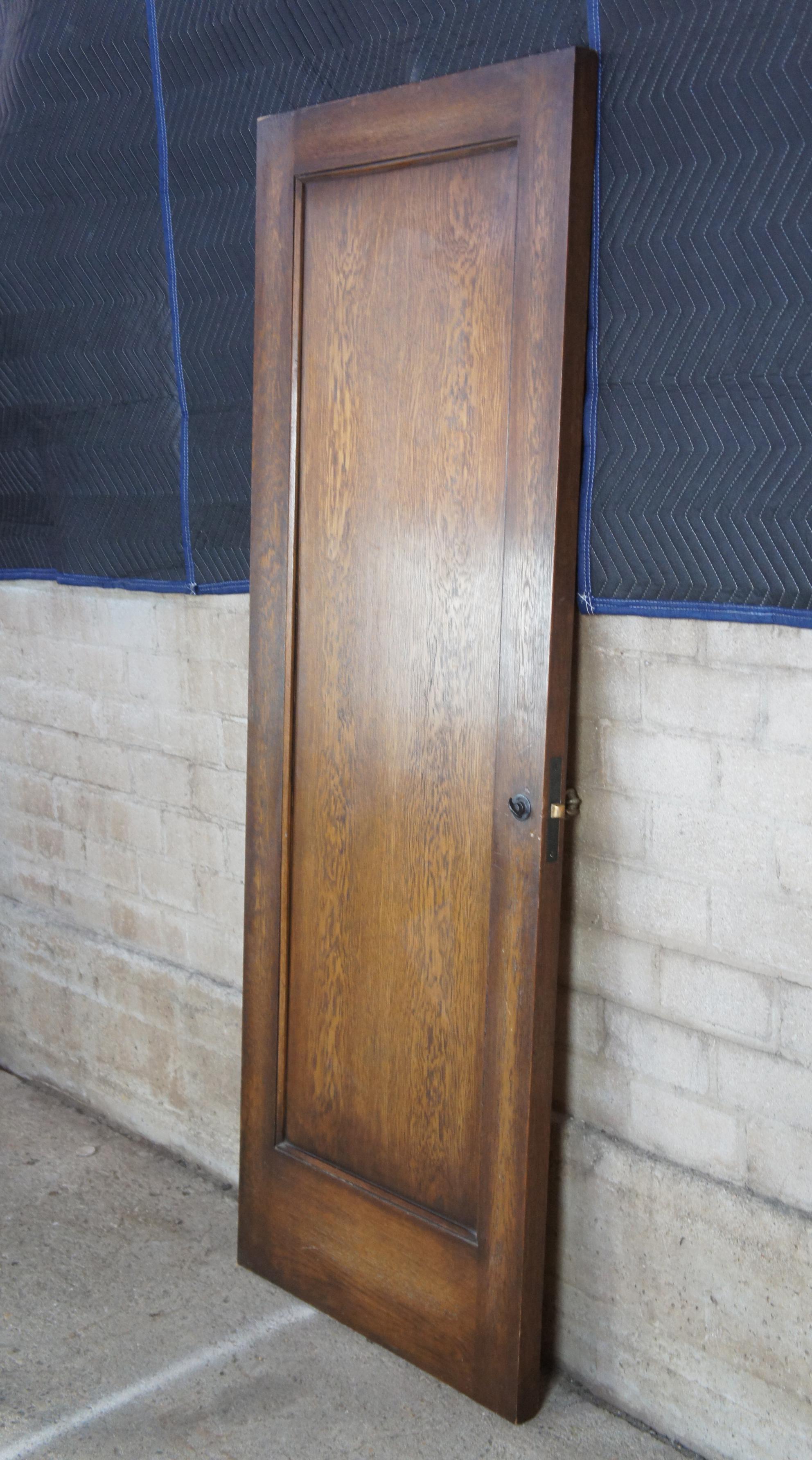 Early 20th Century Reclaimed Spanish Revival Oak Mirrored Bedroom Closet Door In Good Condition In Dayton, OH