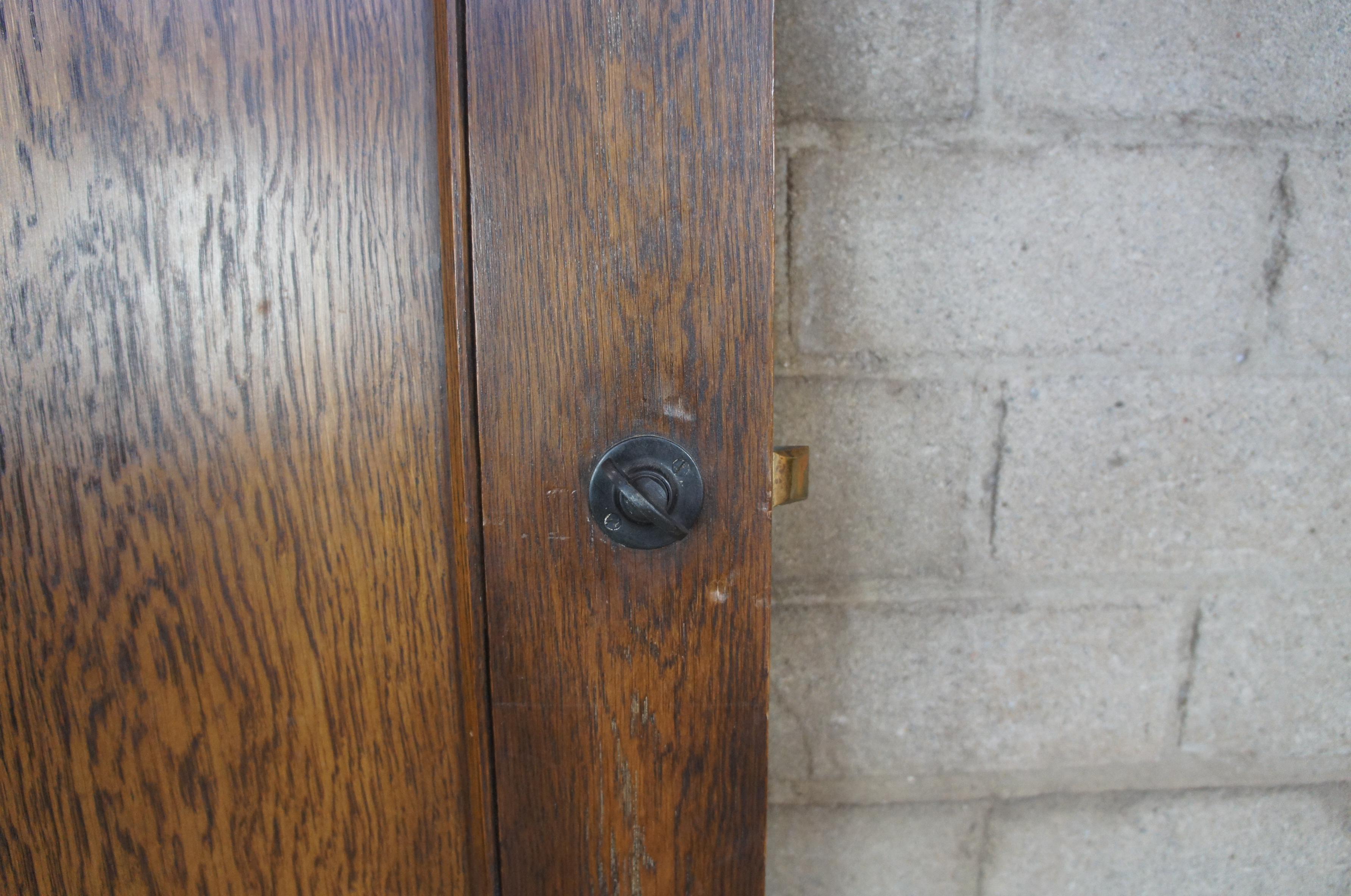 Brass Early 20th Century Reclaimed Spanish Revival Oak Mirrored Bedroom Closet Door