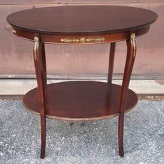 Early 20th C. Refinished French Regency Tiered Tea Side Table with Brass Accents