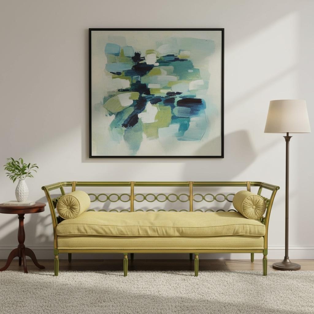 Early 20th- C Regency Style Carved and Hand Painted Sofa / Settee Down Cushion For Sale 7