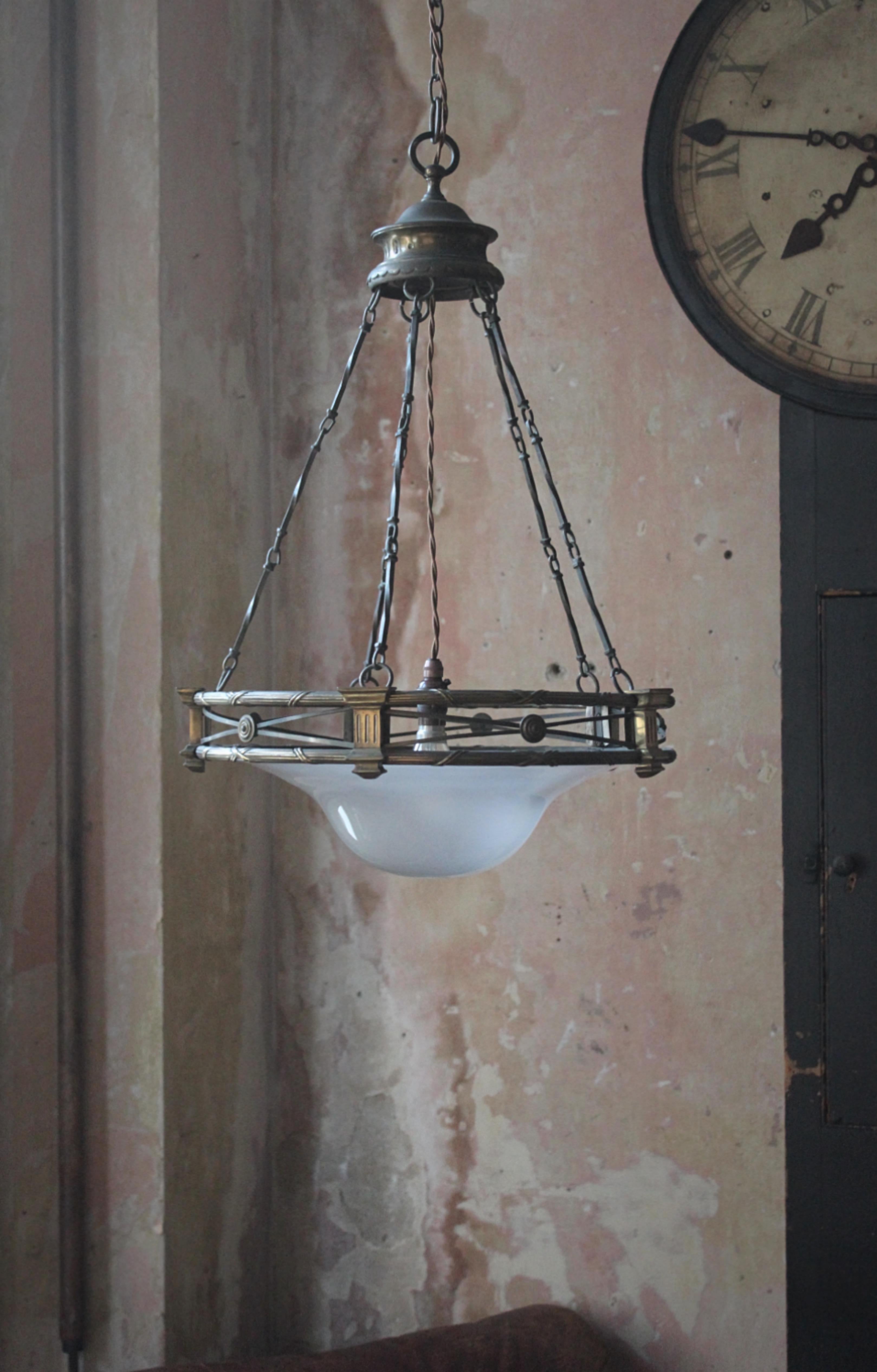 English Early 20th C Regency Style Faraday & Son of London Pendant Plafonnier Light