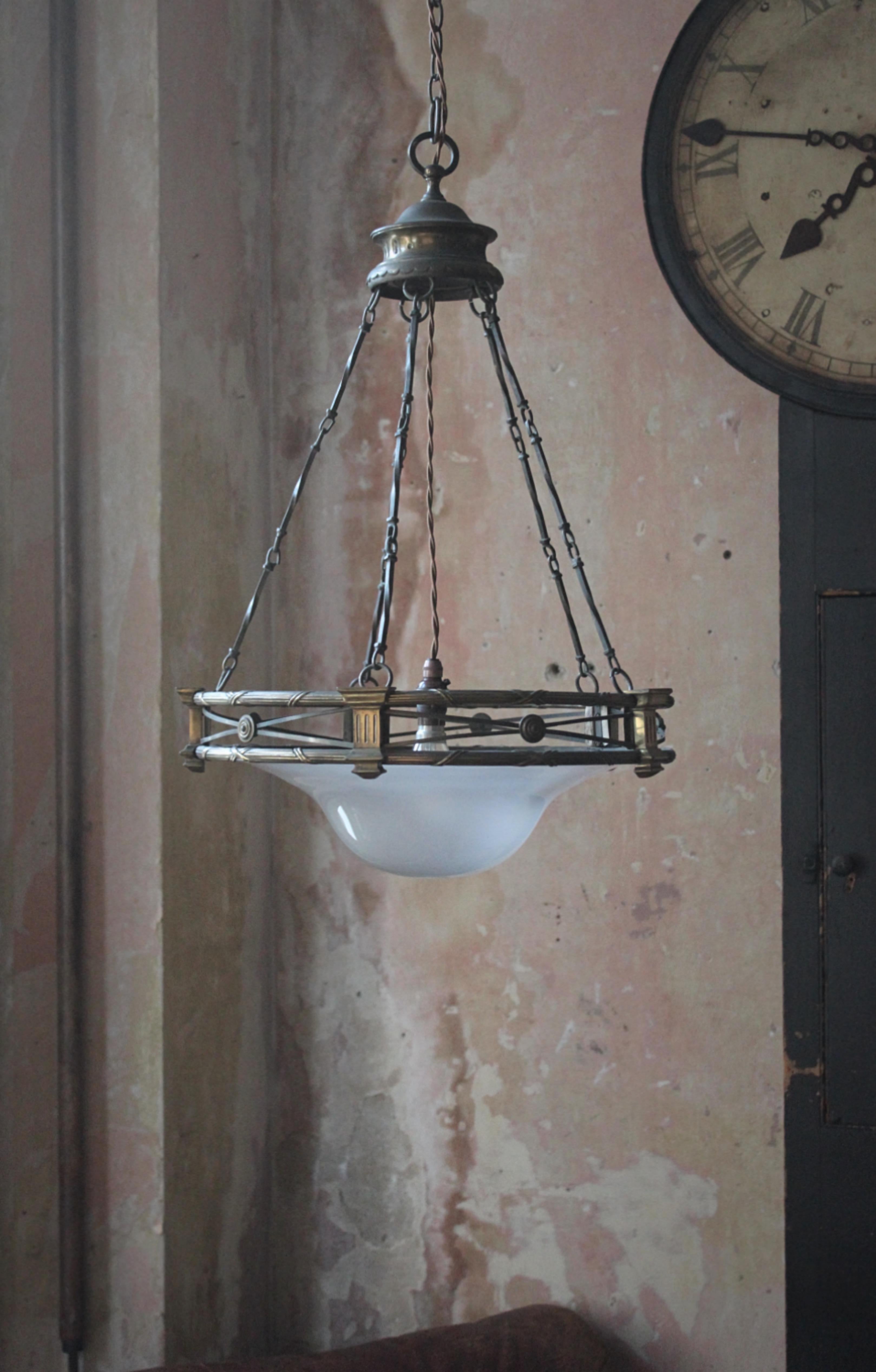 English Early 20th C Regency Style Faraday & Son of London Pendant Plafonnier Light 