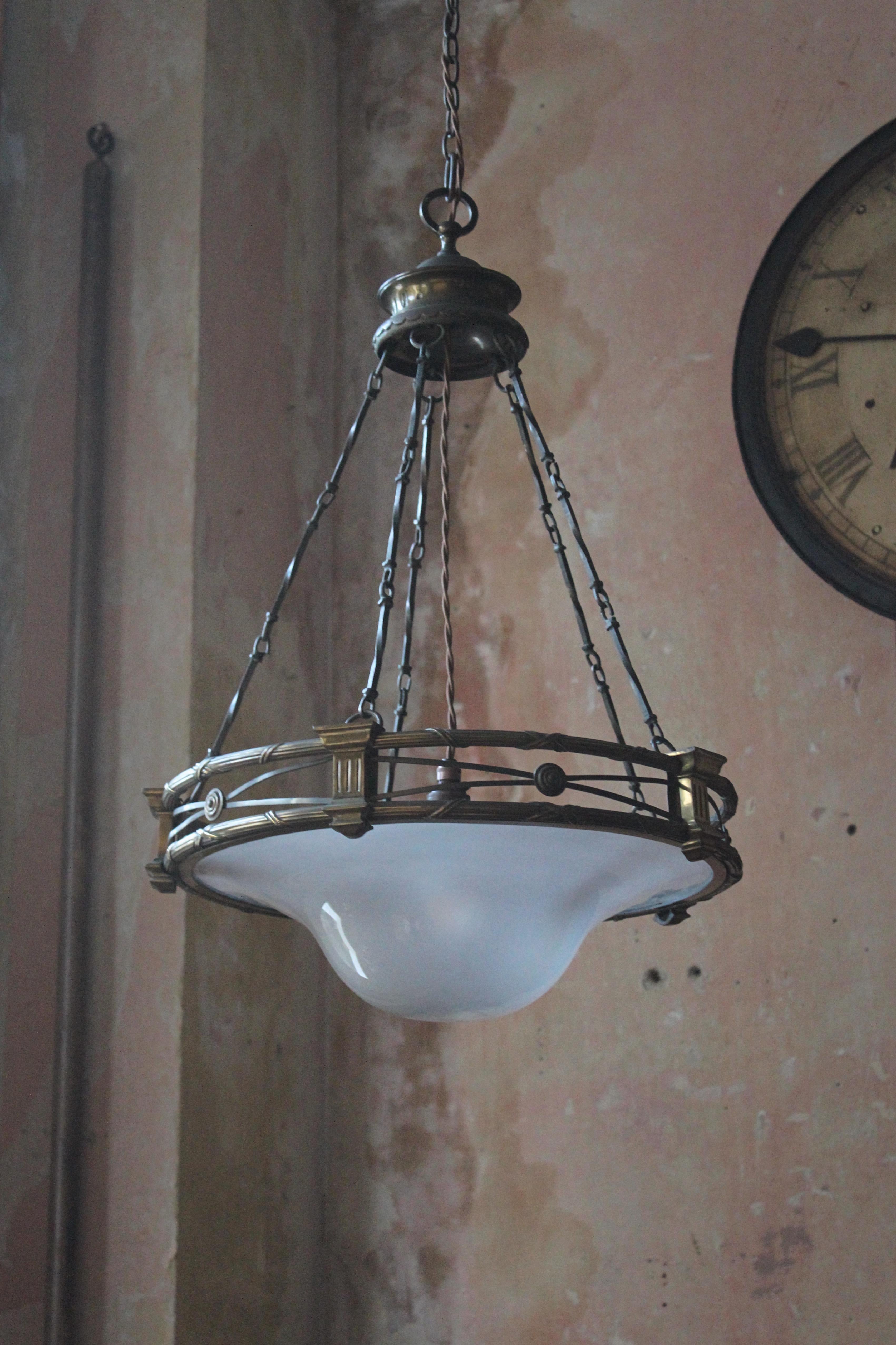 Early 20th C Regency Style Faraday & Son of London Pendant Plafonnier Light  In Good Condition In Lowestoft, GB