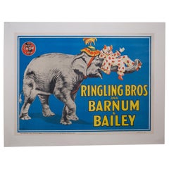 Antique Early 20th Century Ringling Brothers Circus Poster, circa 1945