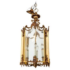 Early 20th C. Rococo Gilt Lantern With Acanthus Leaf Details