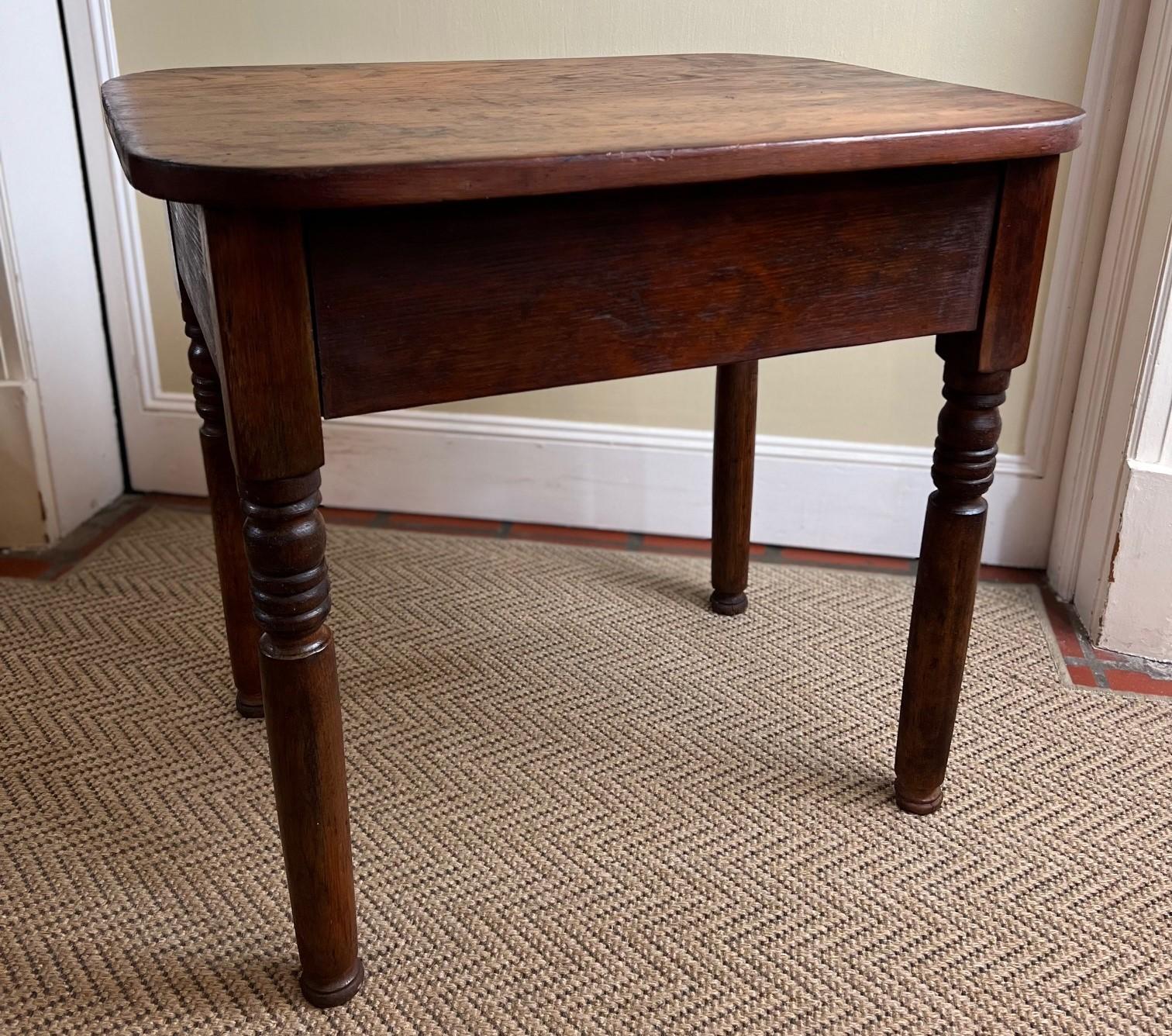 Early 20th C Rustic Bobbin Leg Side Table With Single Plank Top For Sale 2
