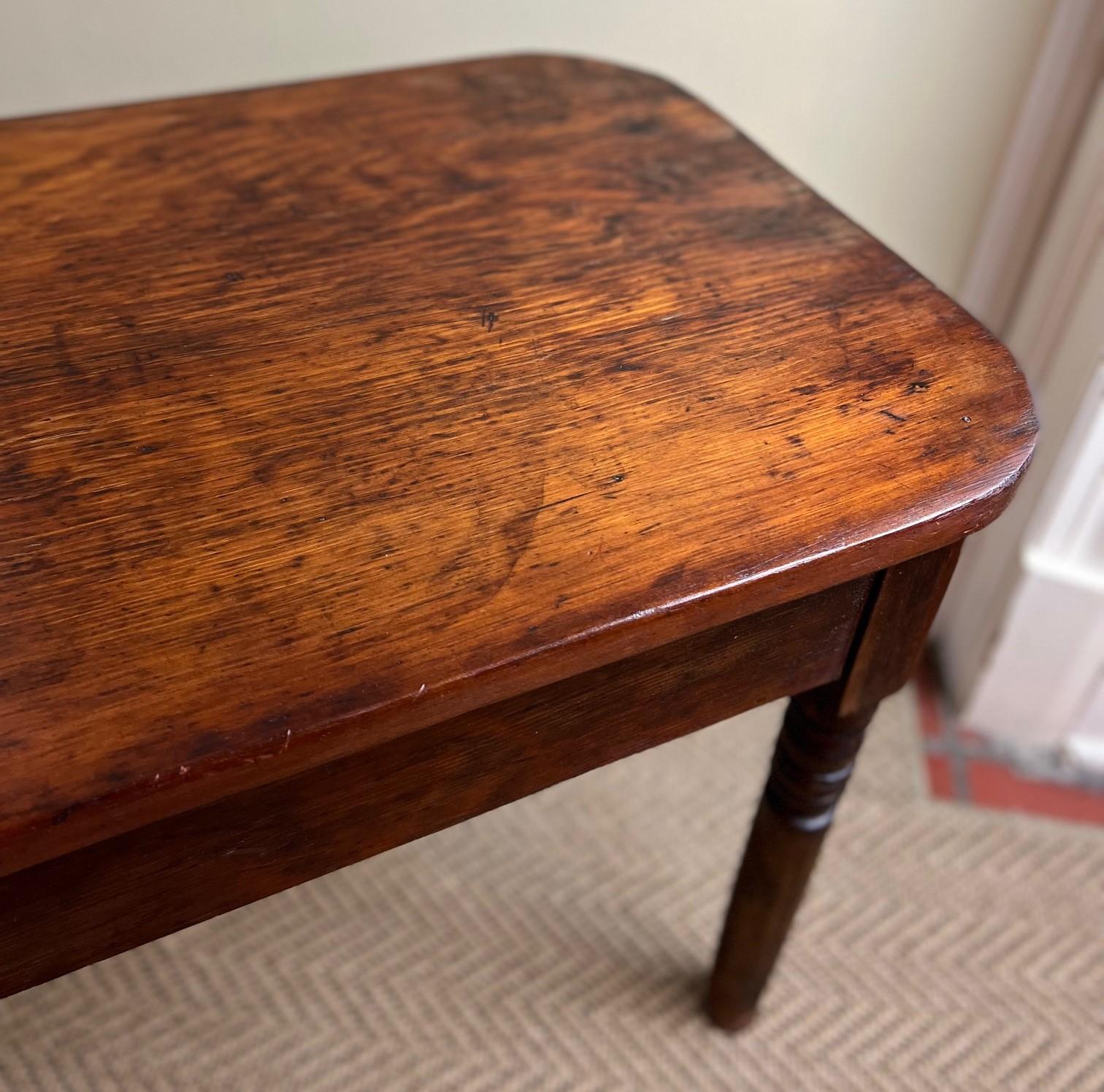 Early 20th C Rustic Bobbin Leg Side Table With Single Plank Top For Sale 3