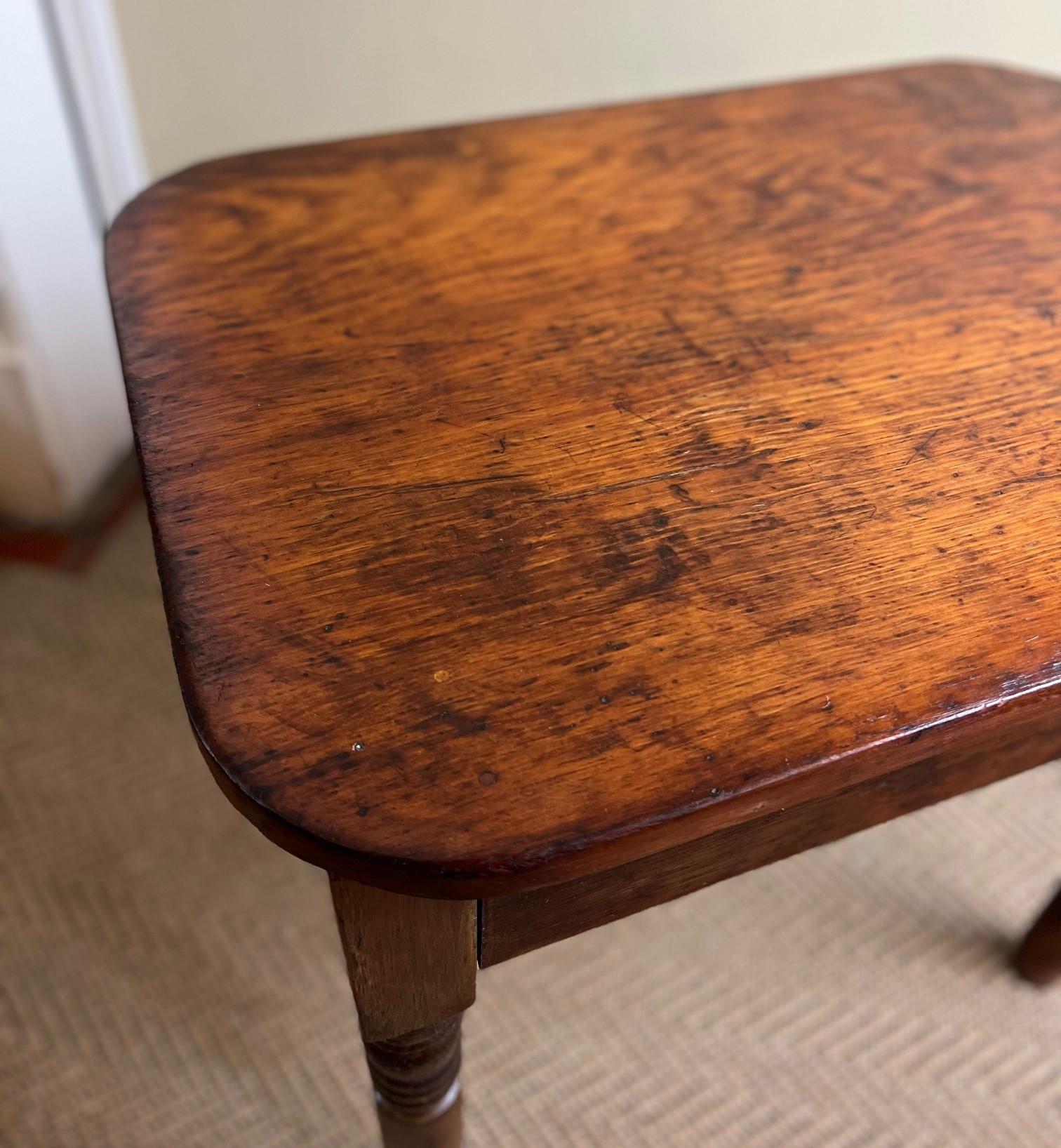 Early 20th C Rustic Bobbin Leg Side Table With Single Plank Top For Sale 4
