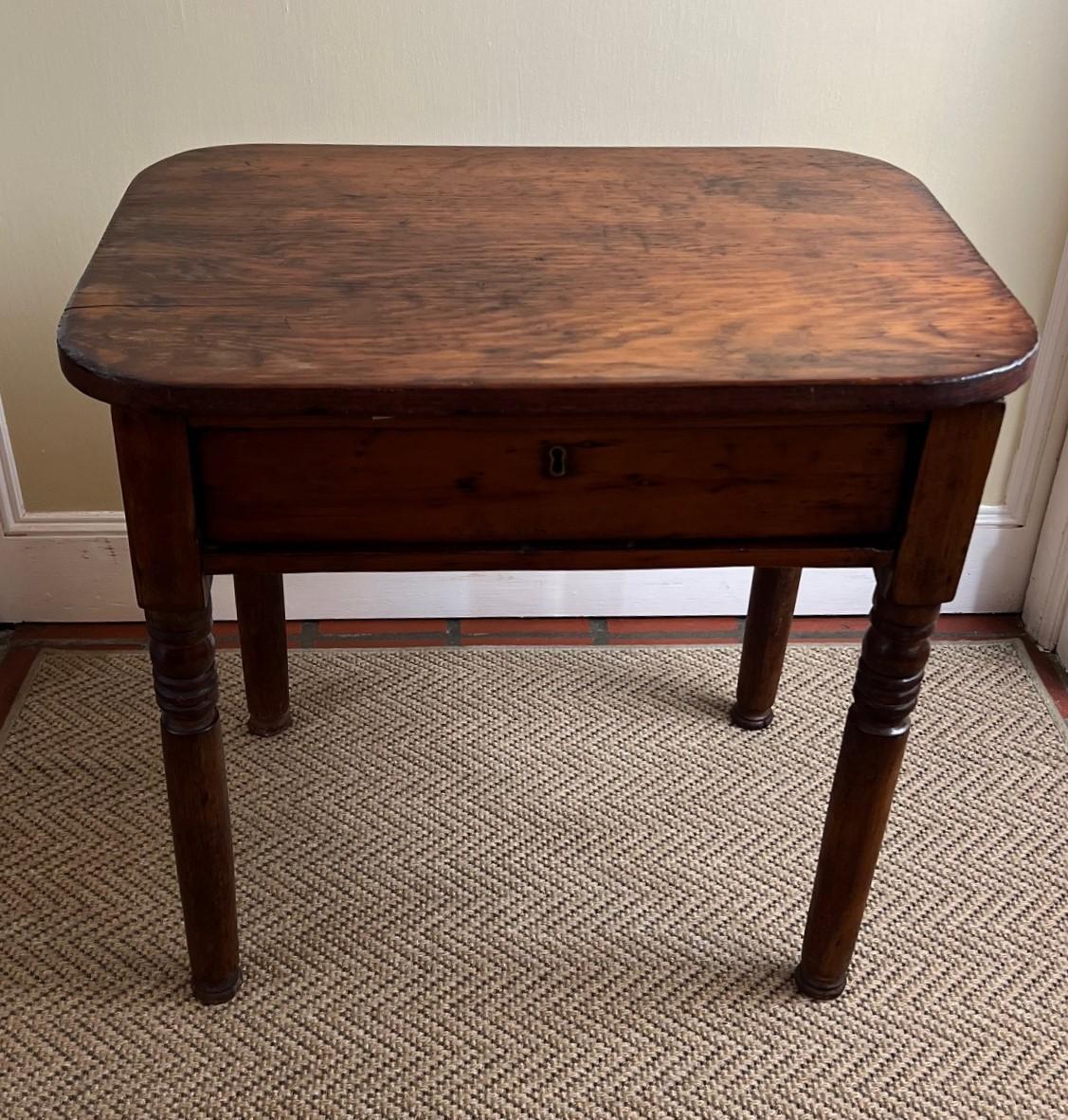 Early 20th C Rustic Bobbin Leg Side Table With Single Plank Top For Sale 6