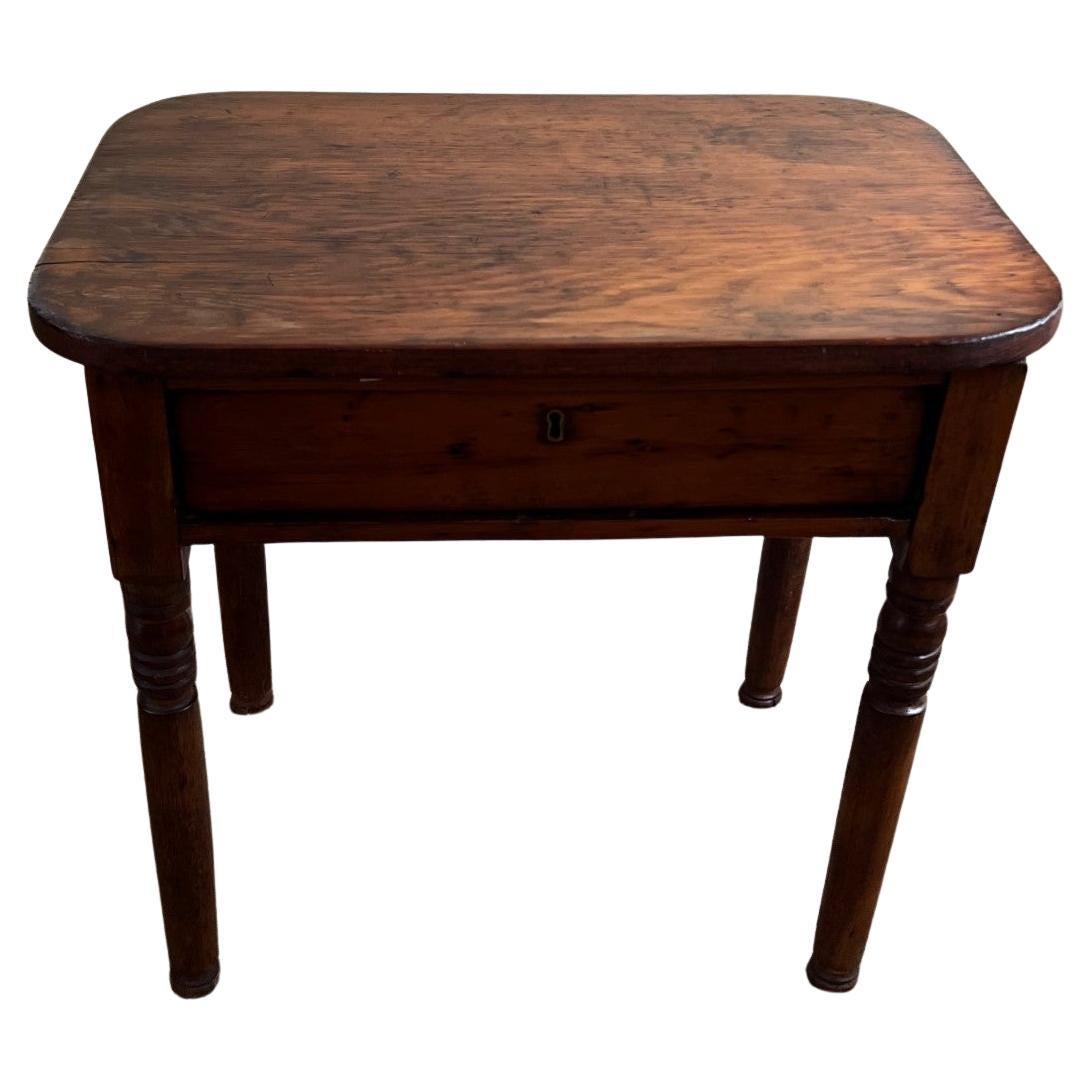 Early 20th C Rustic Bobbin Leg Side Table With Single Plank Top For Sale