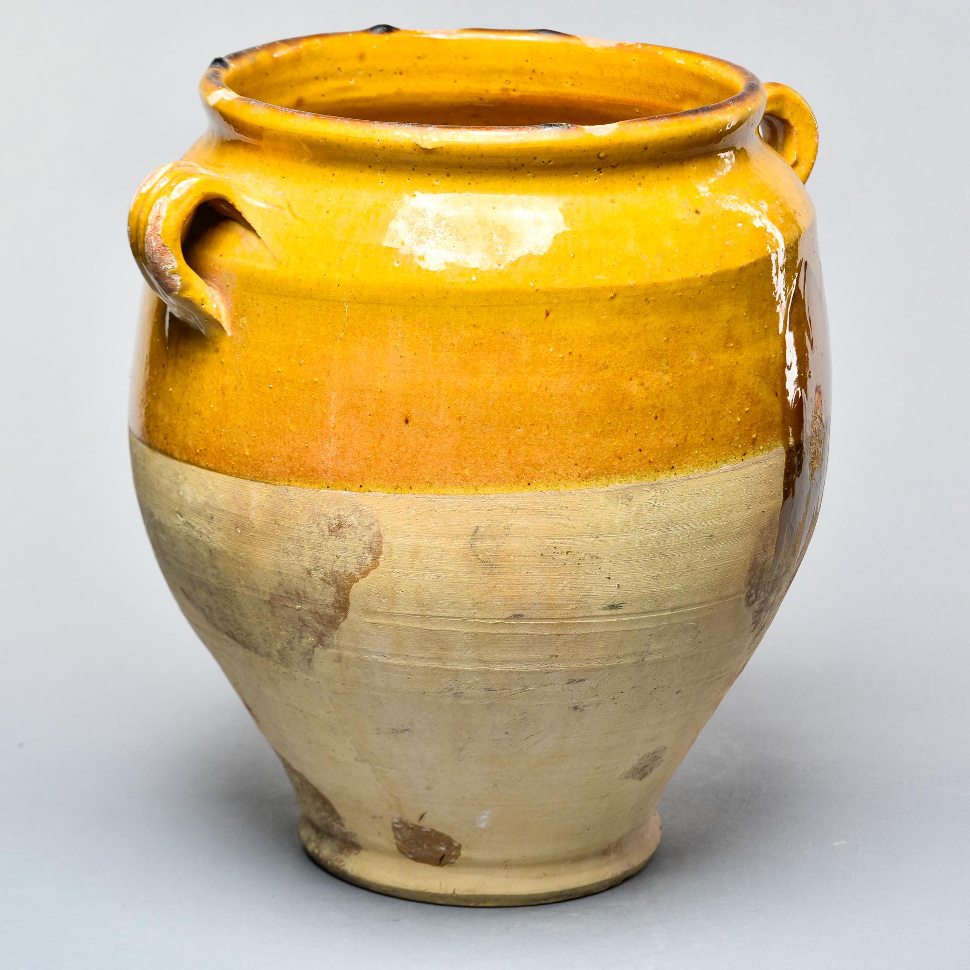Early 20th C Rustic French Mustard Glazed Confit Jar  In Good Condition For Sale In Troy, MI