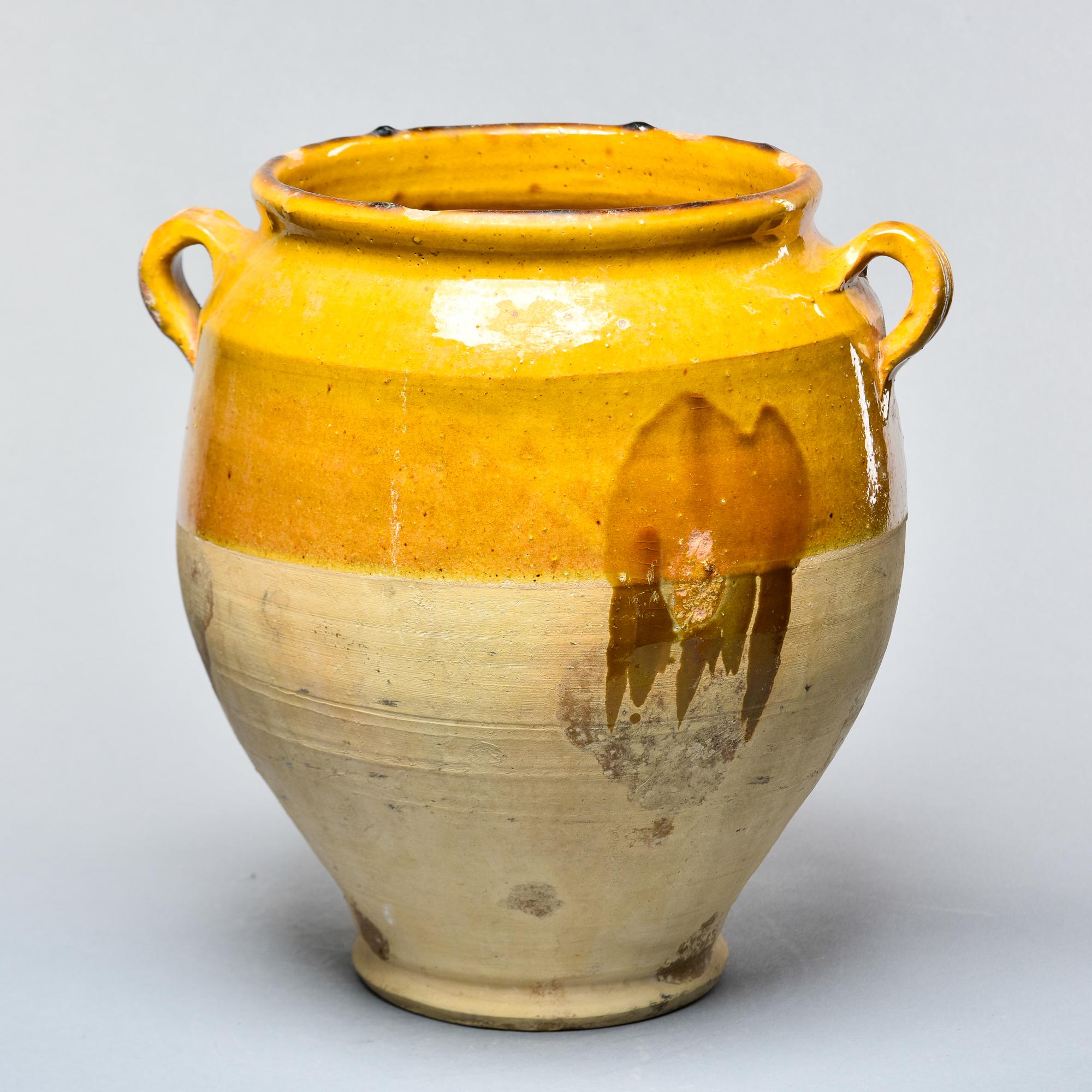 20th Century Early 20th C Rustic French Mustard Glazed Confit Jar  For Sale