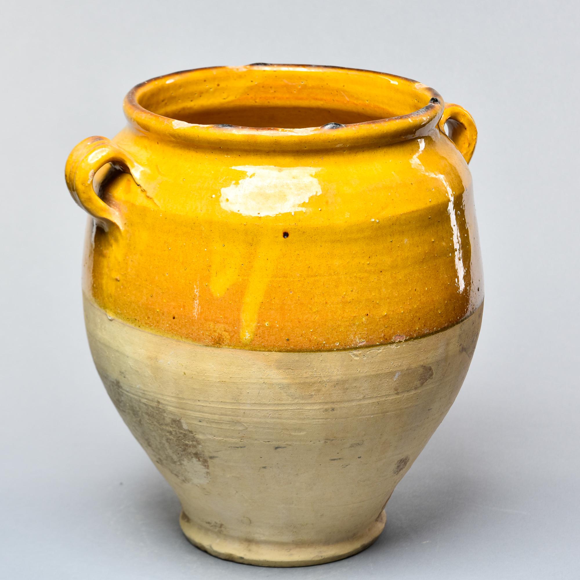 20th Century Early 20th C Rustic French Mustard Glazed Confit Jar  For Sale