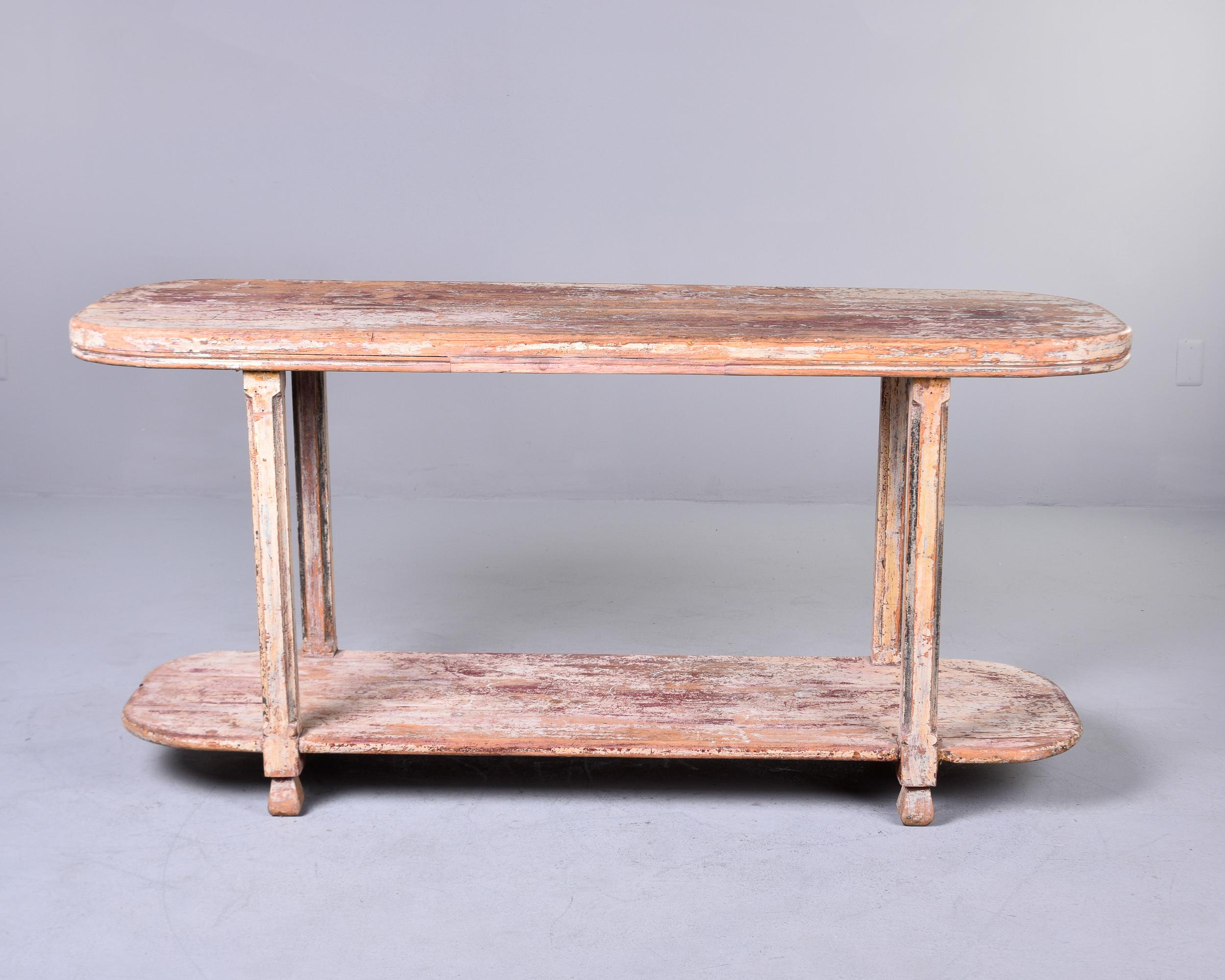 Painted Early 20th C Rustic French Two Tier Draper’s Table