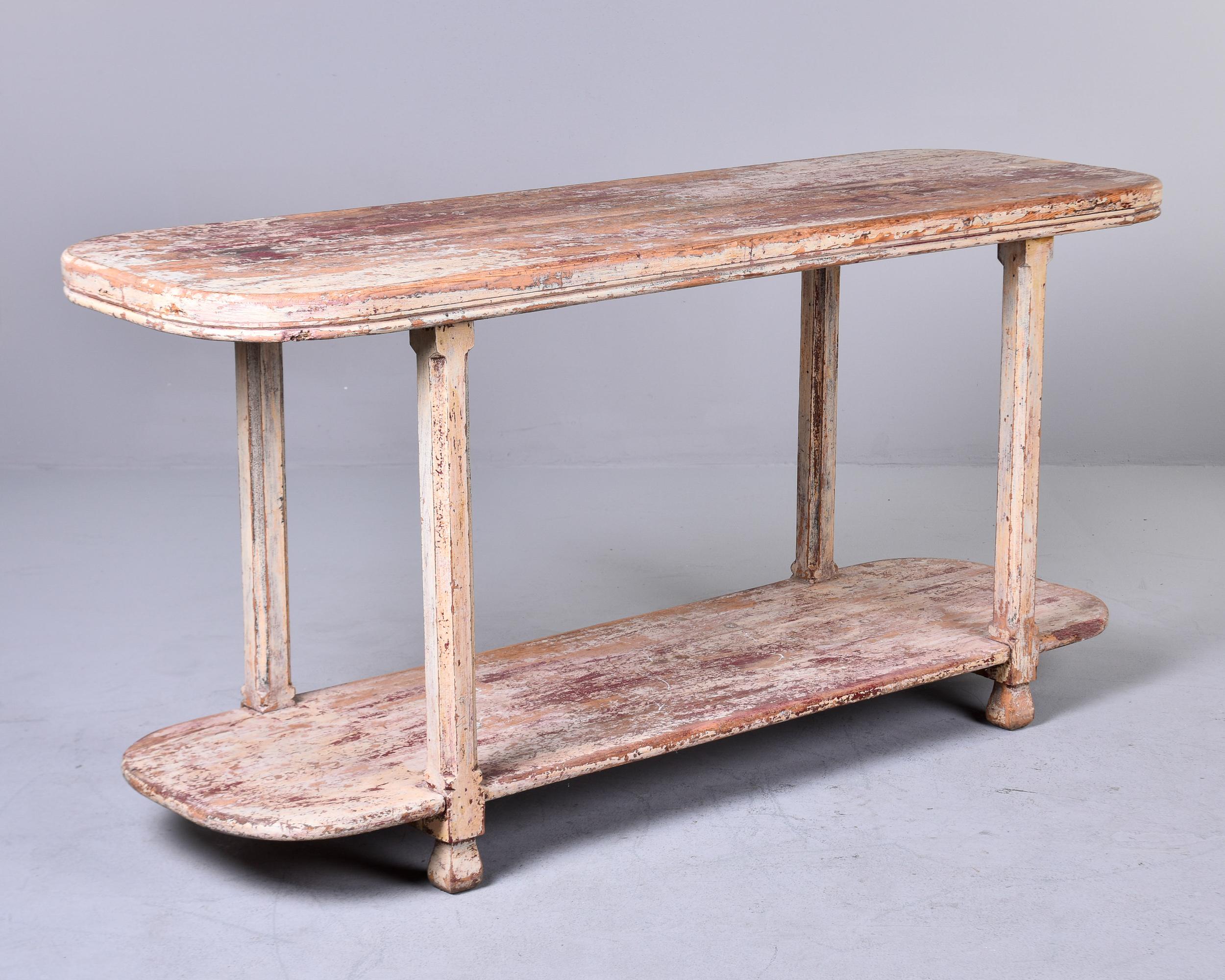 Early 20th C Rustic French Two Tier Draper’s Table 1