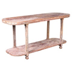 Early 20th C Rustic French Two Tier Draper’s Table