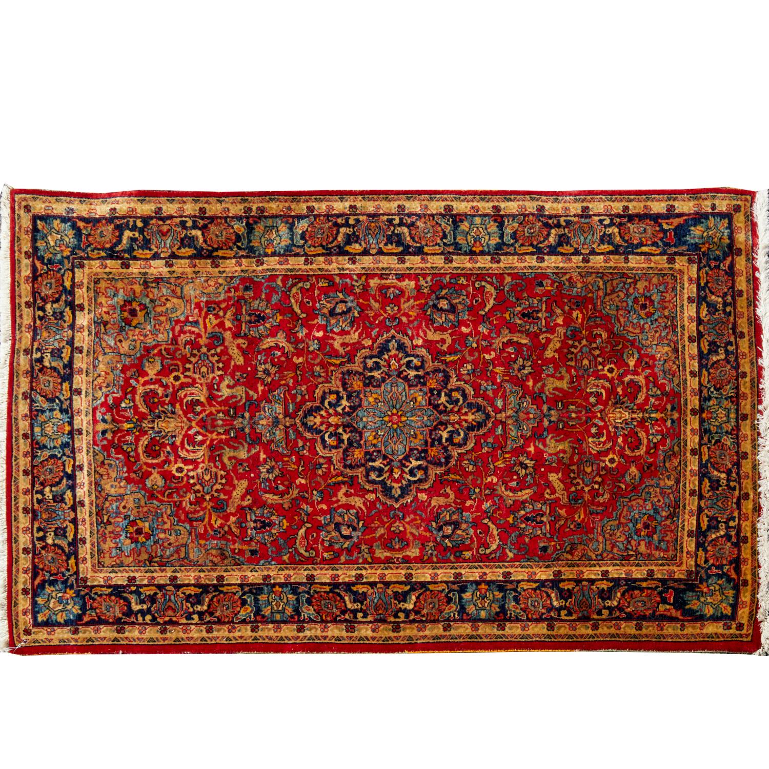 Cotton Early 20th C. Sarouk Rug with Tight Weave and Rich Jewel Tones For Sale