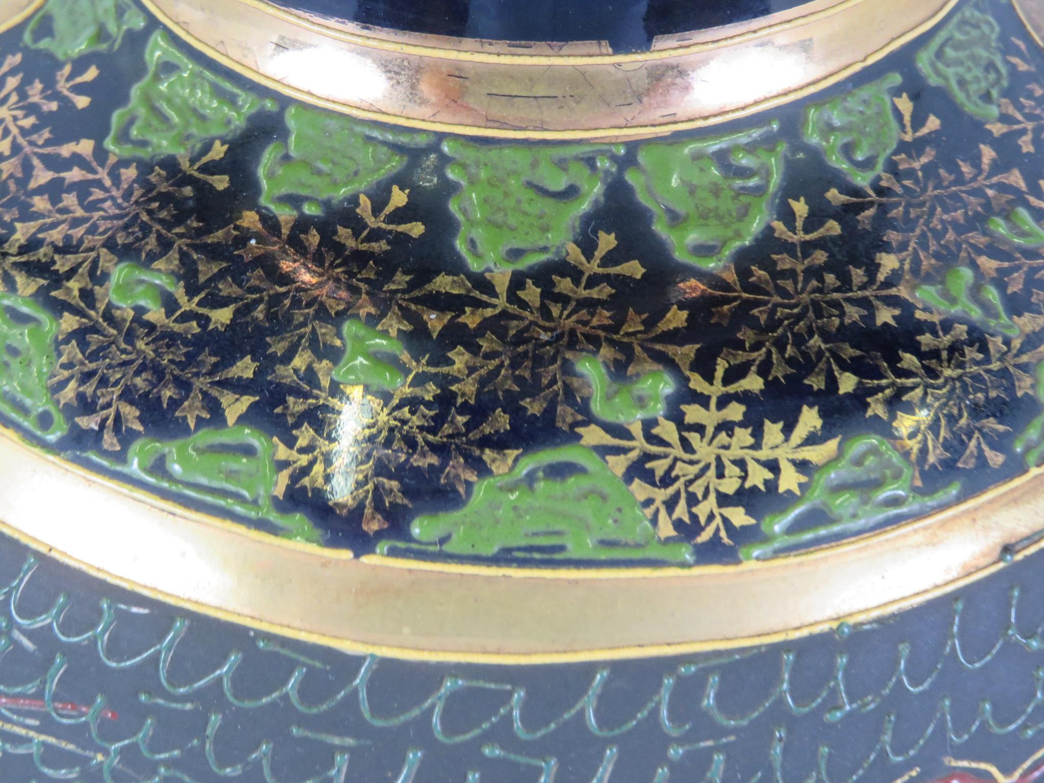 Early 20th C. Satsuma Pottery Table Lamp Gilt & Polychrome Immortals Japan 3
