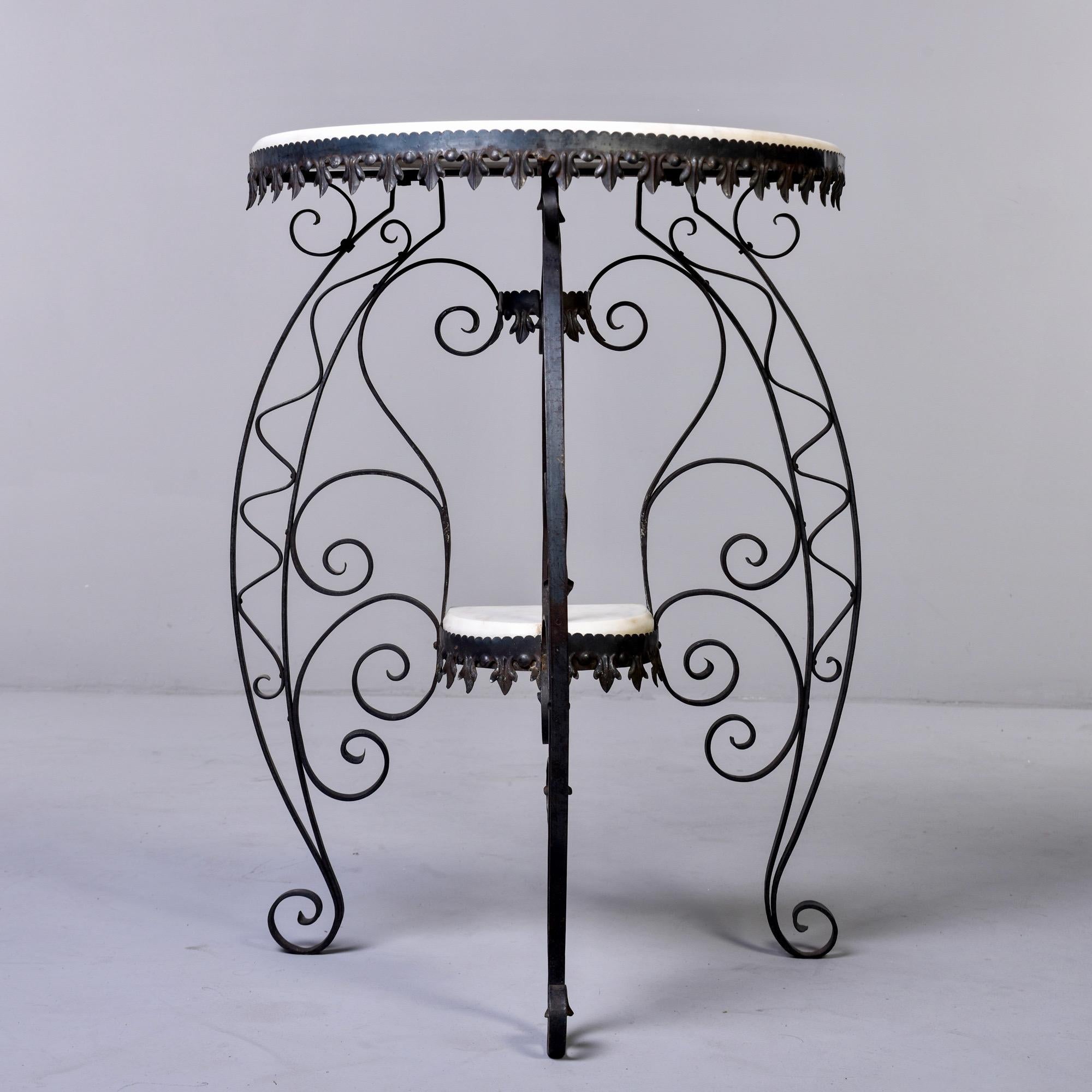 Early 20th Century Scrolled Iron and White Marble Demilune Console 7