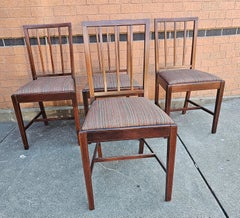 Early 20th C. Set of Four Federal Style Satinwood Inlaid Mahogany Side Chairs